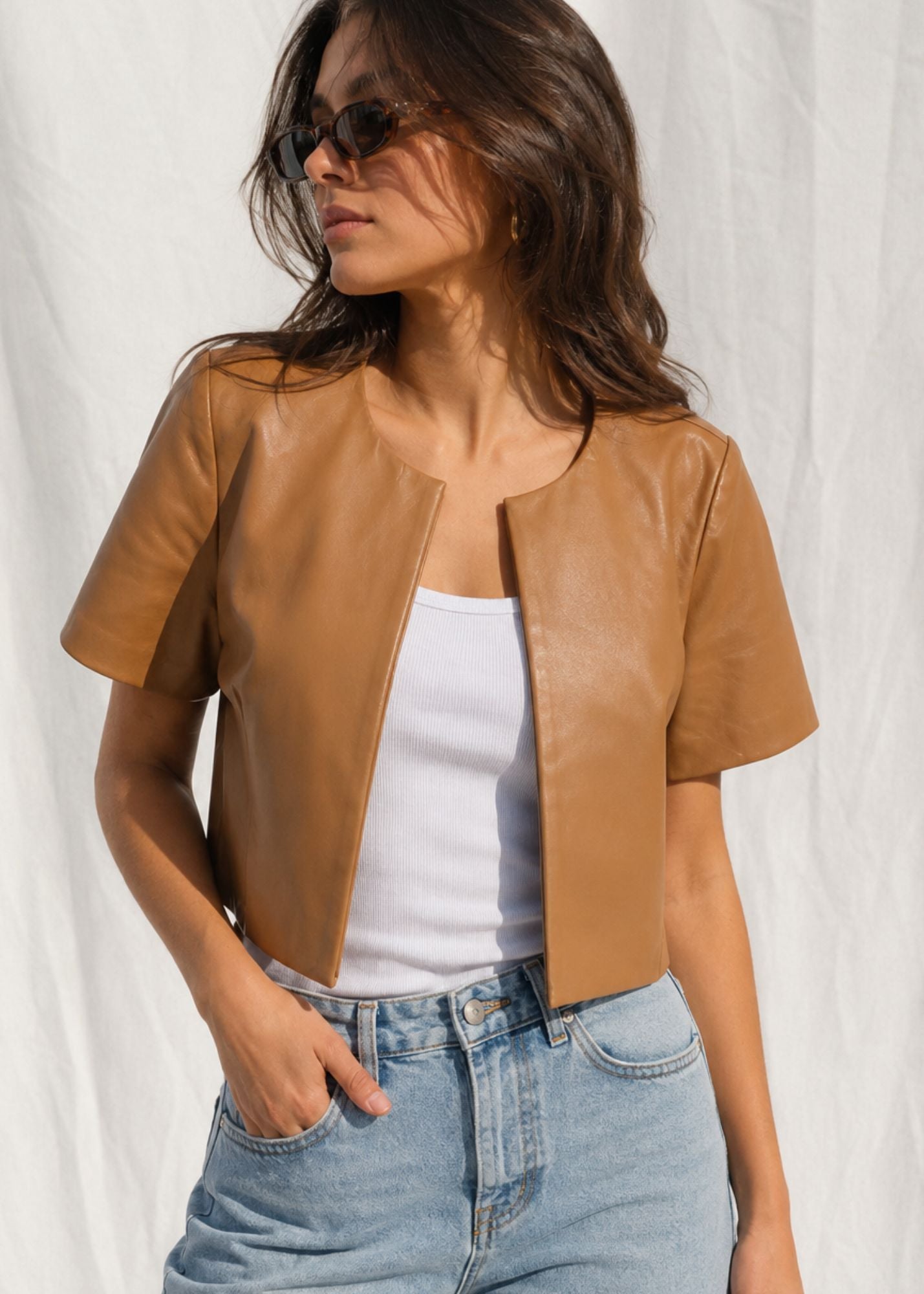 Faux Leather Short Sleeve