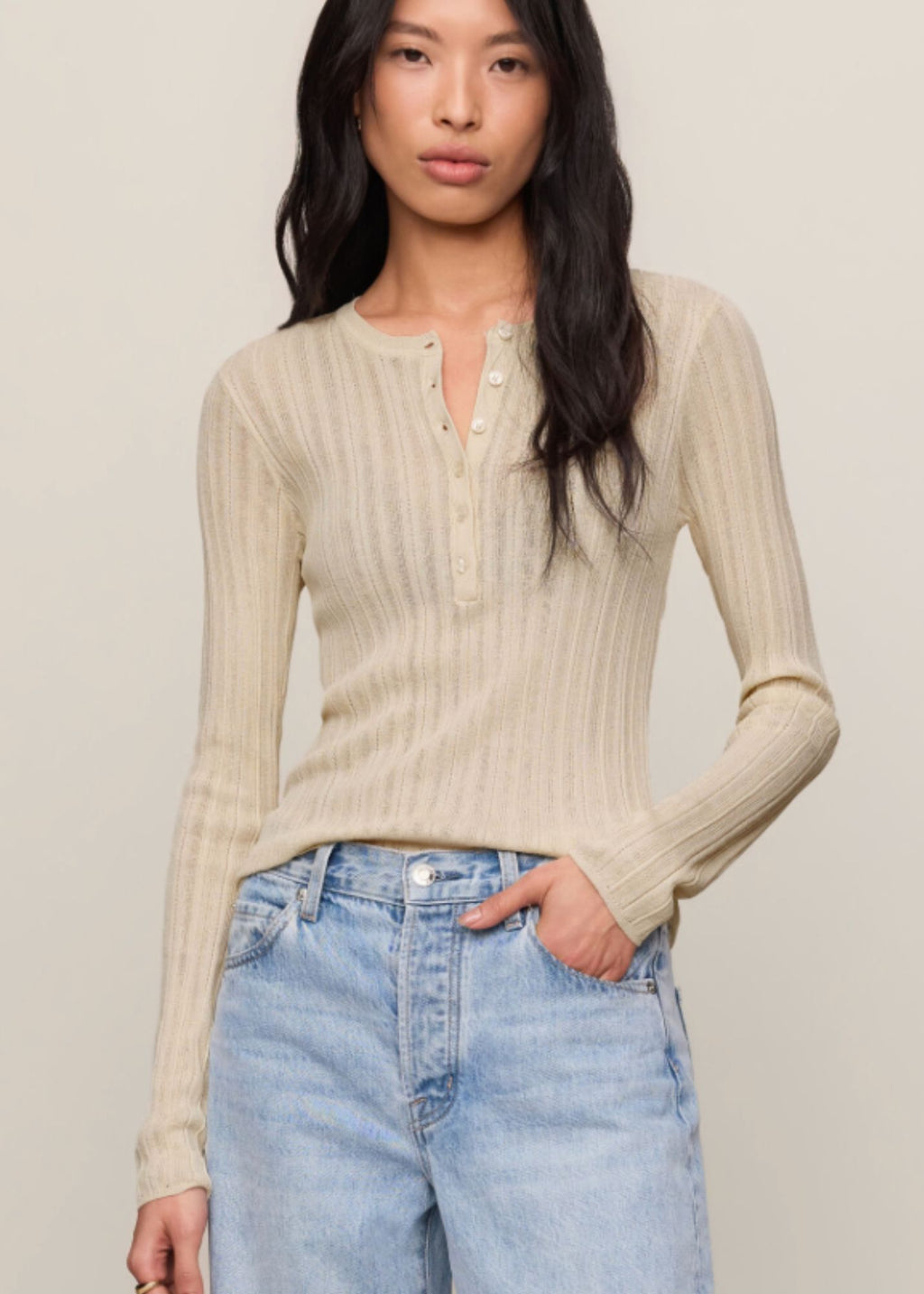 Rowena Fine Knit Henley