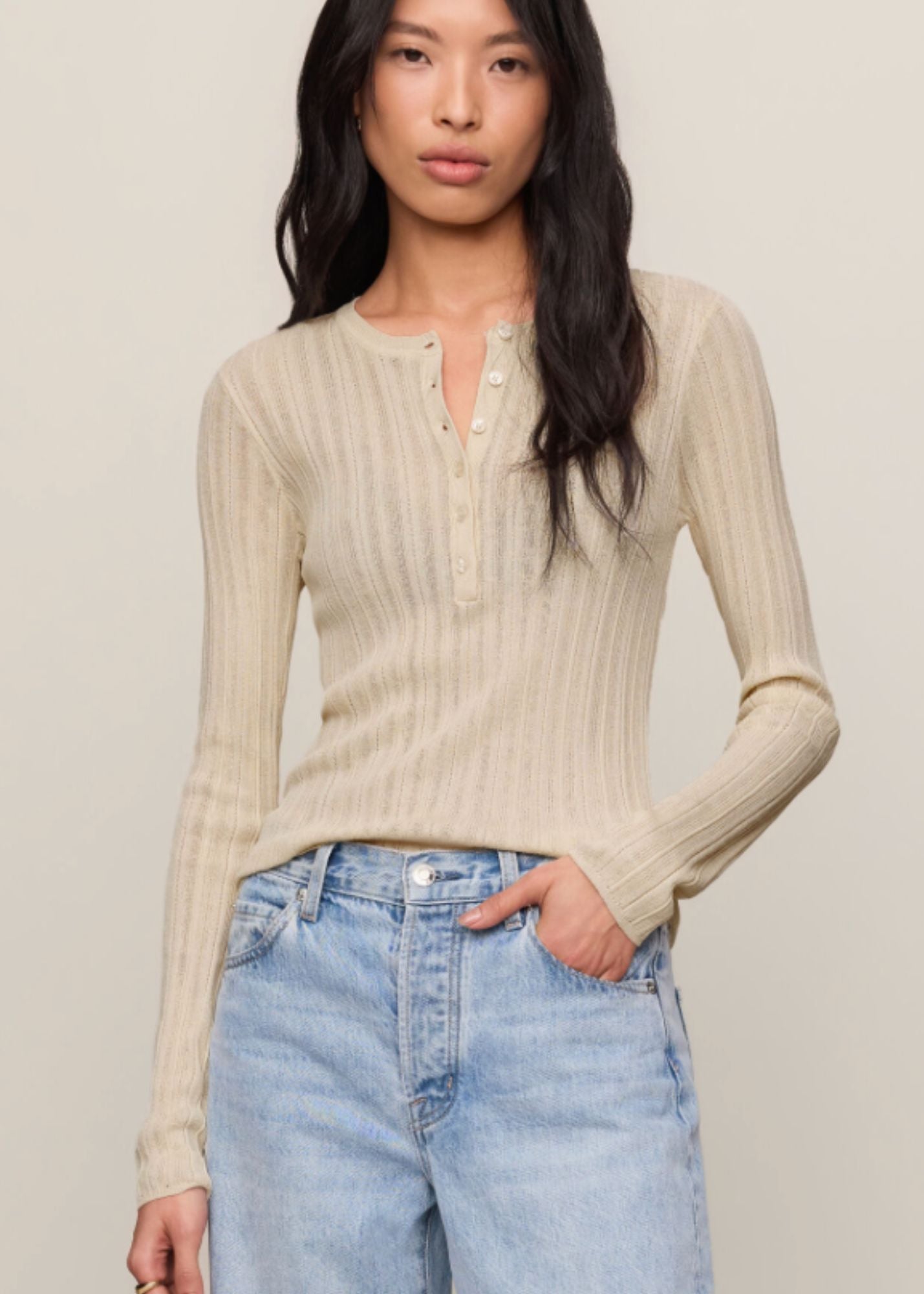 Rowena Fine Knit Henley