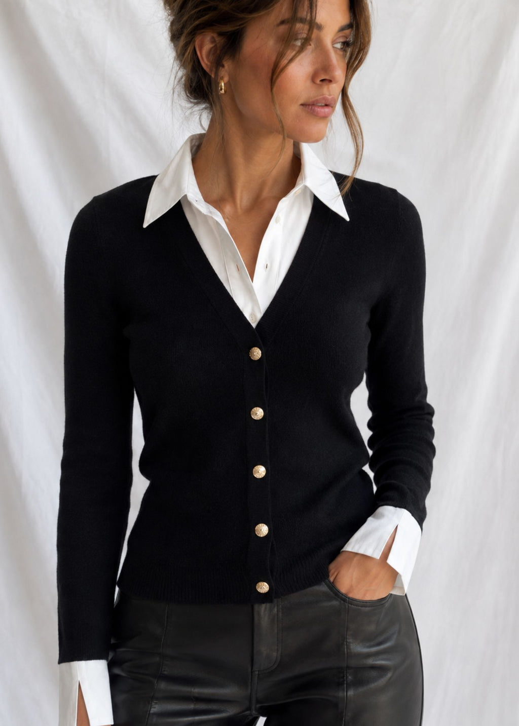 Nixie Poplin Shirt Combo Sweater