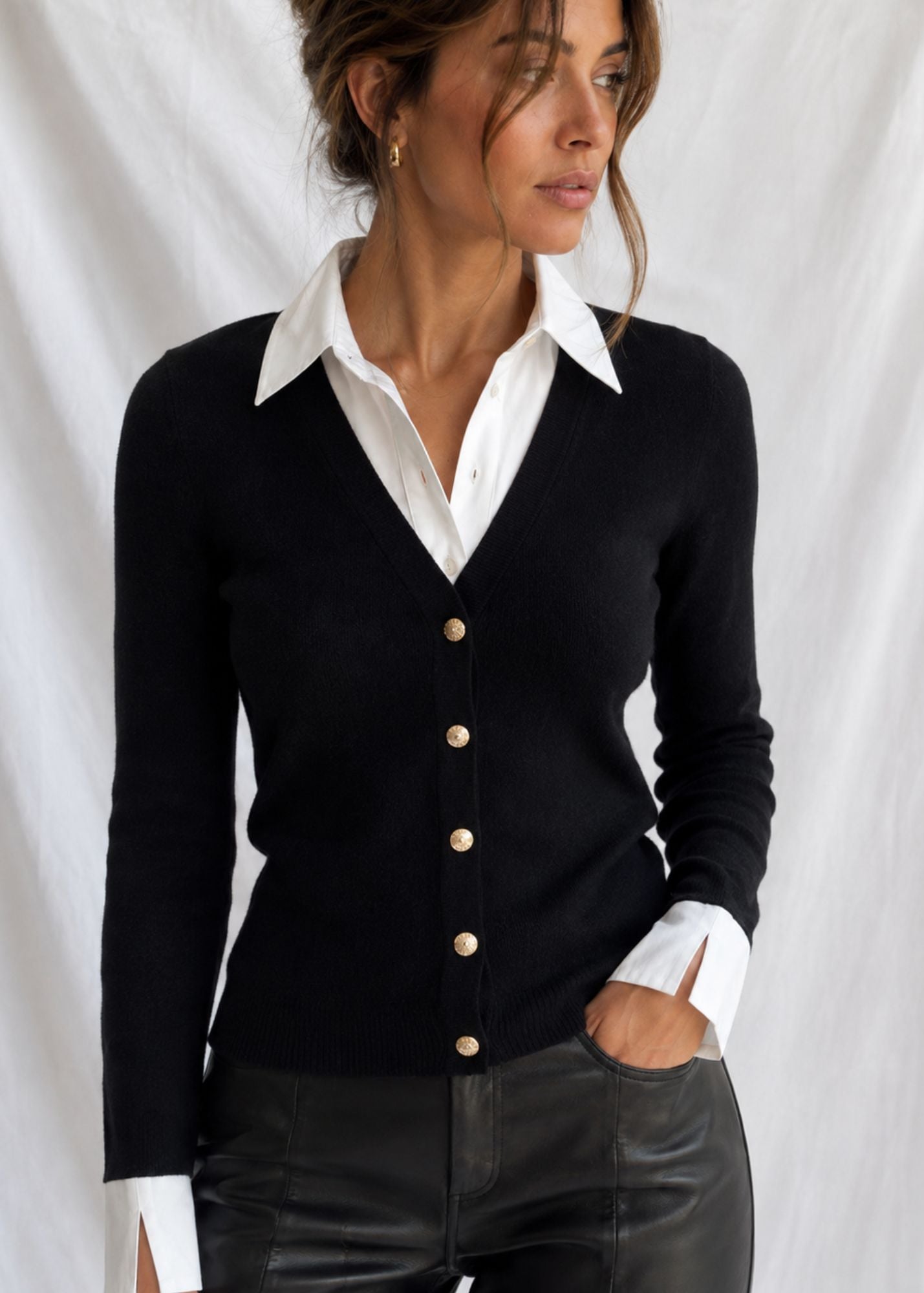 Nixie Poplin Shirt Combo Sweater
