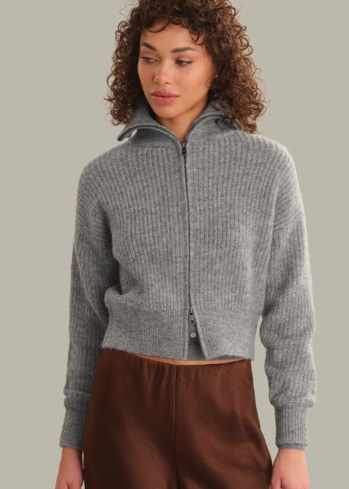 Wesley Cropped Zip Fuzzy Jacket