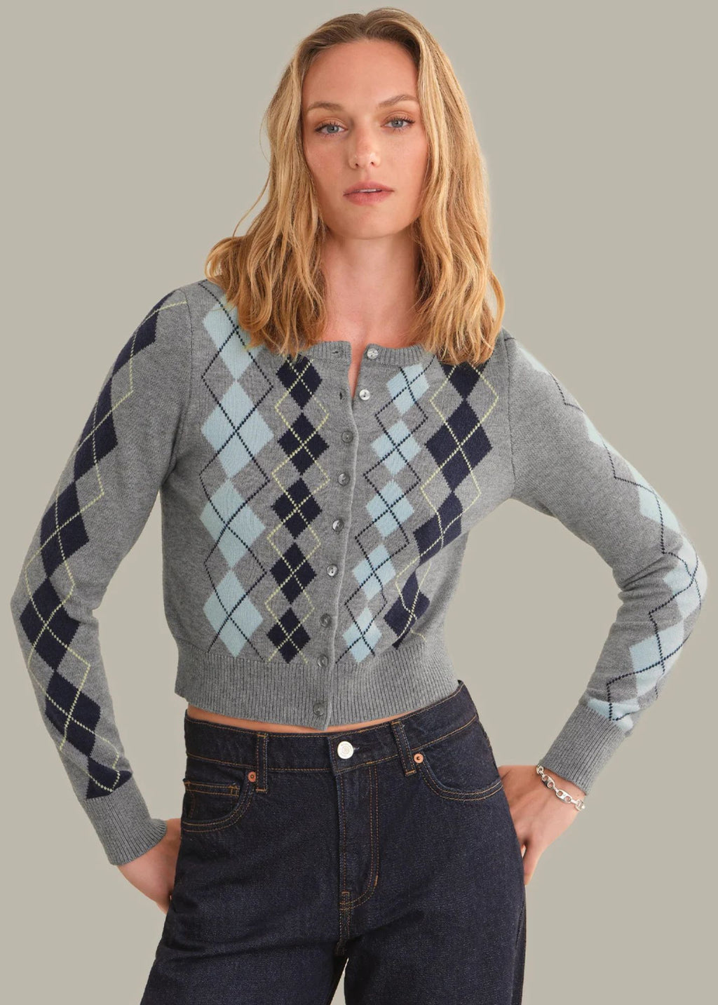 Serena Intarsia Argyle Cardigan