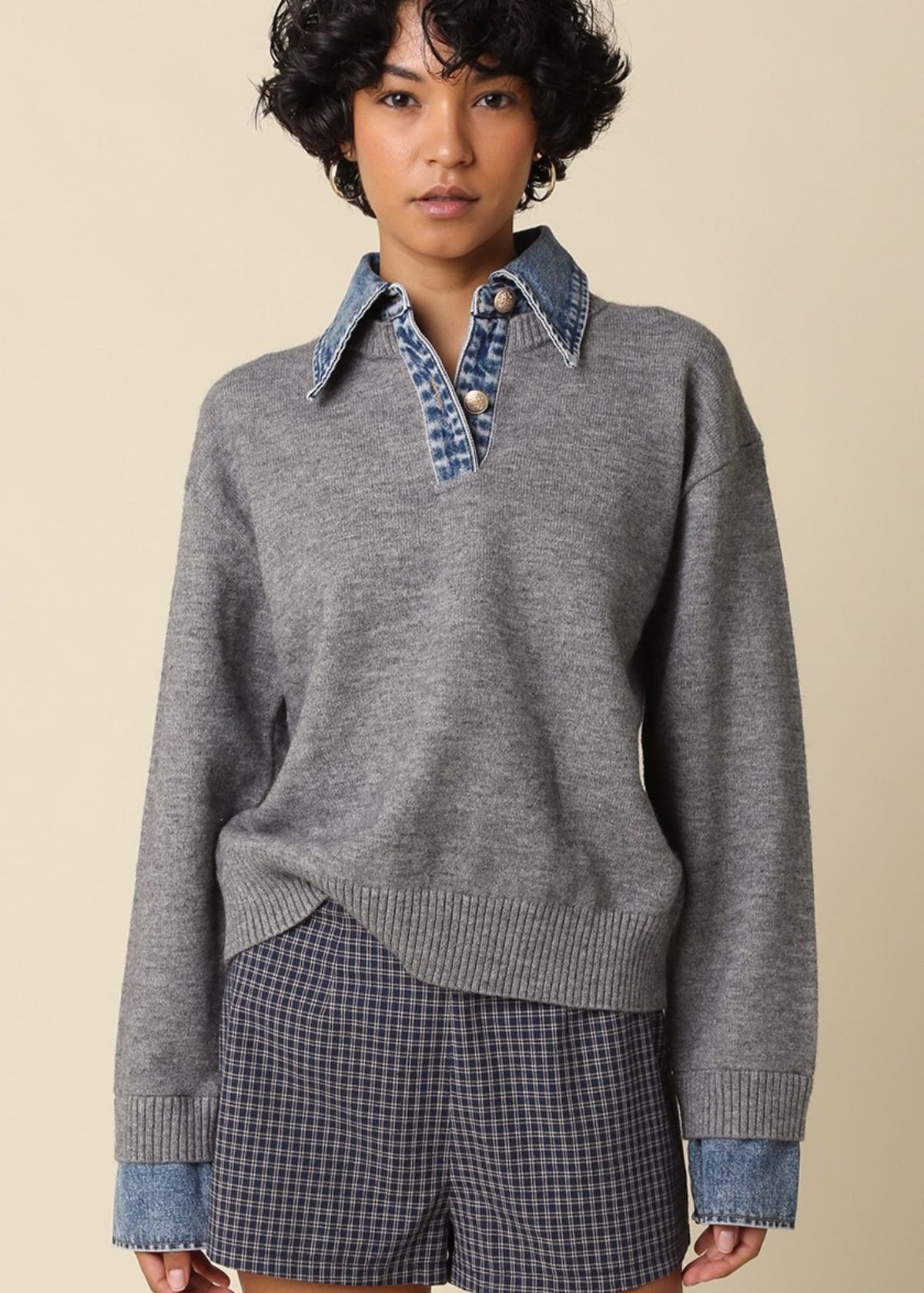 Emely Contrast Knit Sweater