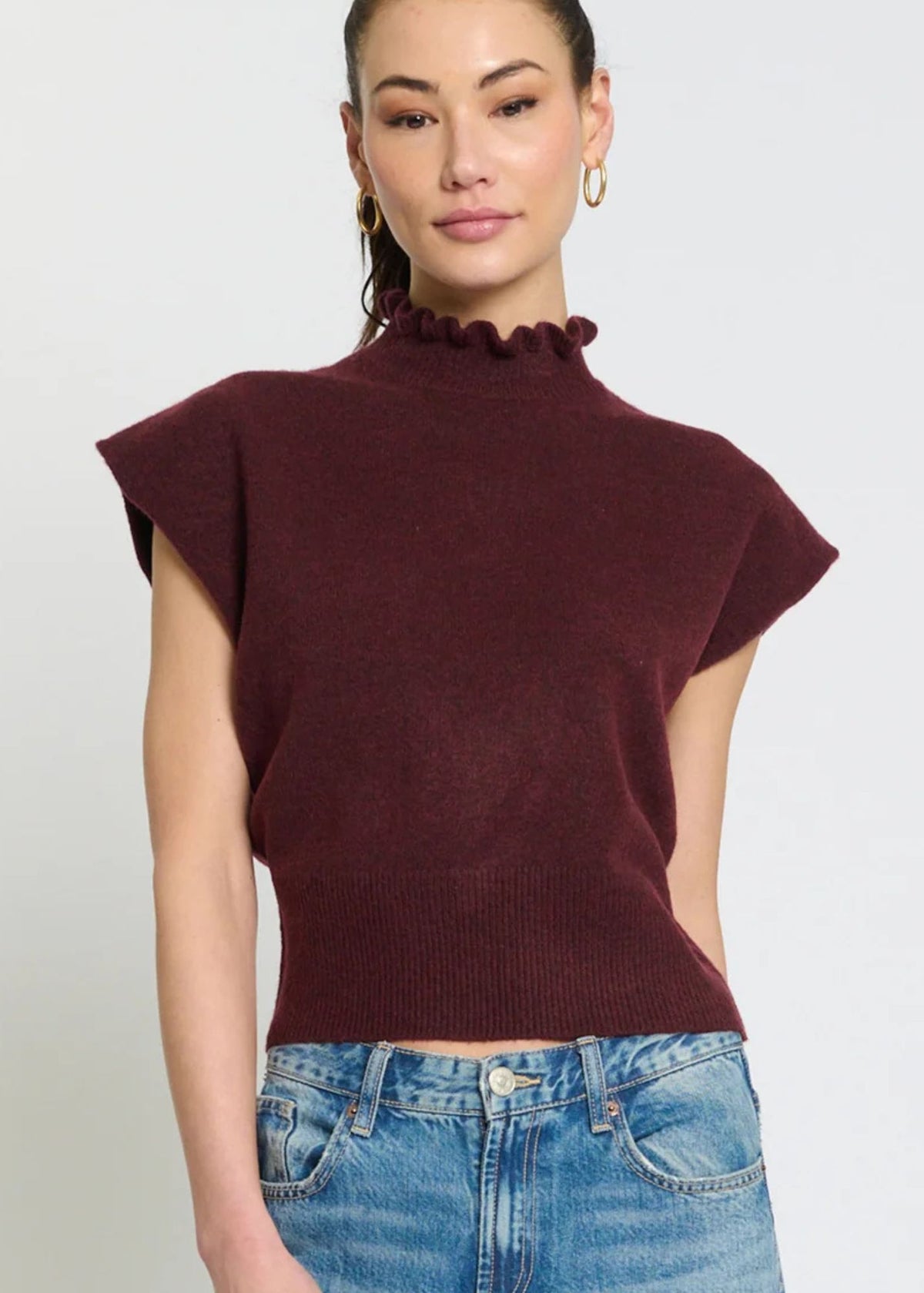 Kate Ruffled Collar Dolman Sweater