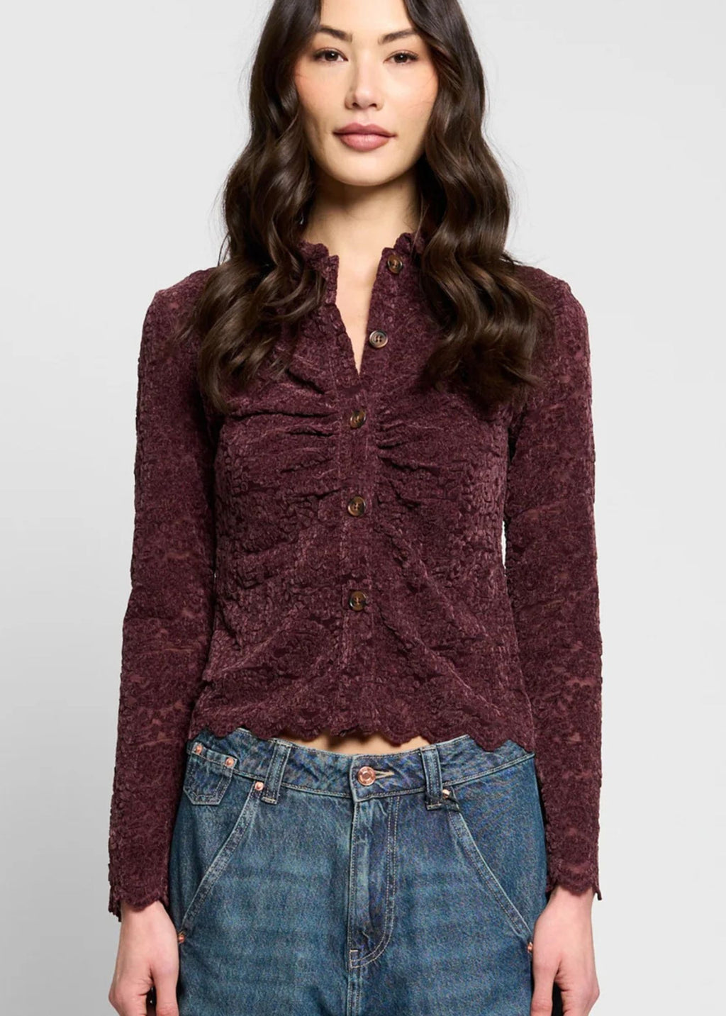 Tessa Stretch Lace Buttondown