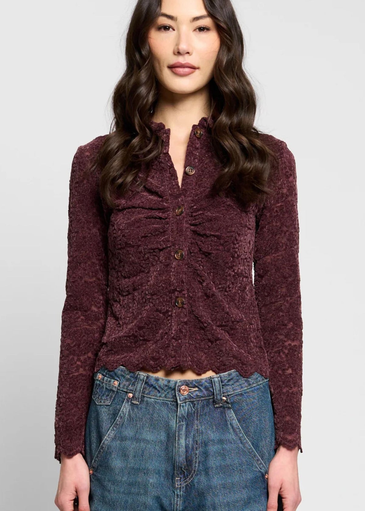 Tessa Stretch Lace Buttondown