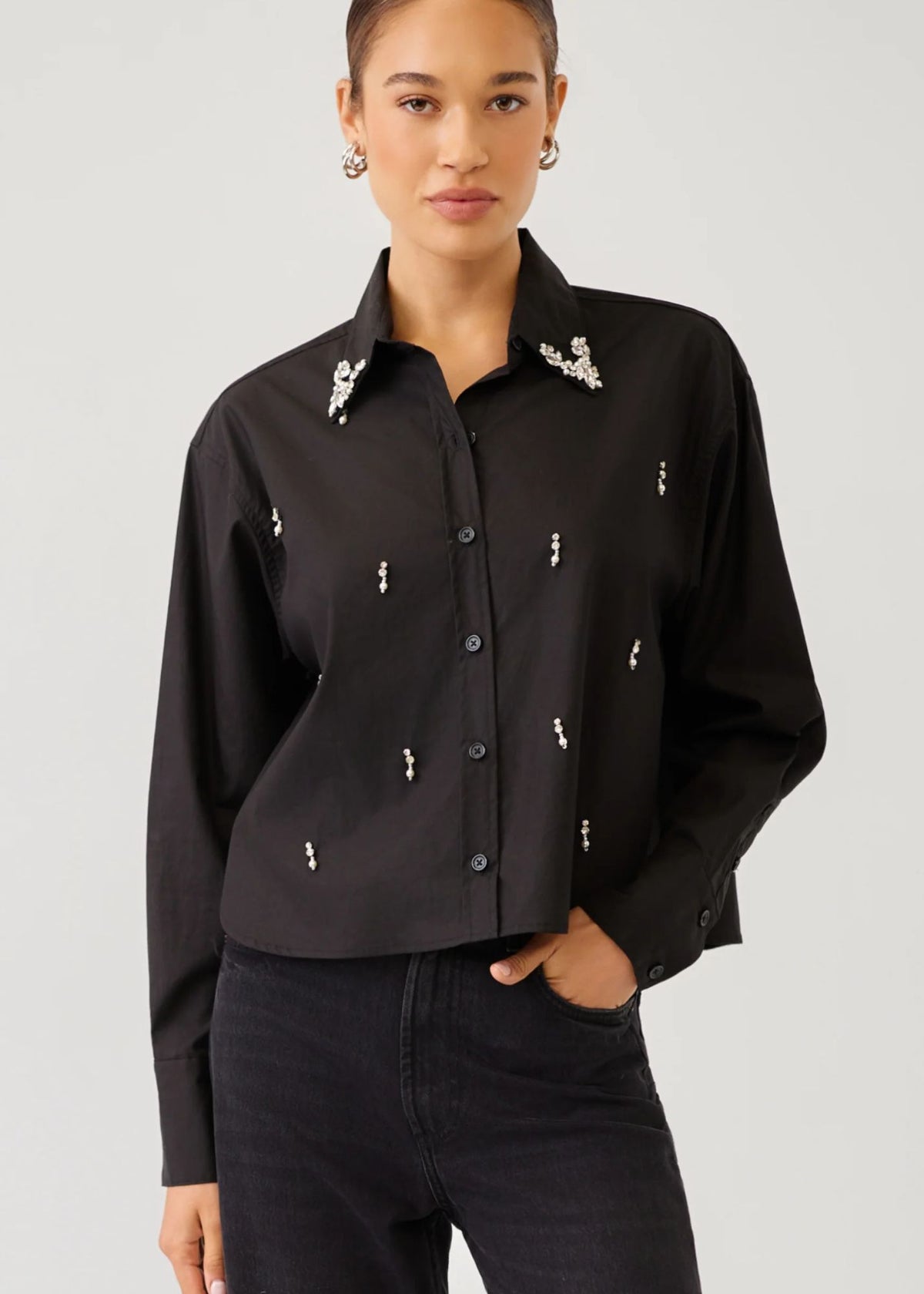 Lisa Embellished Button-Up Top