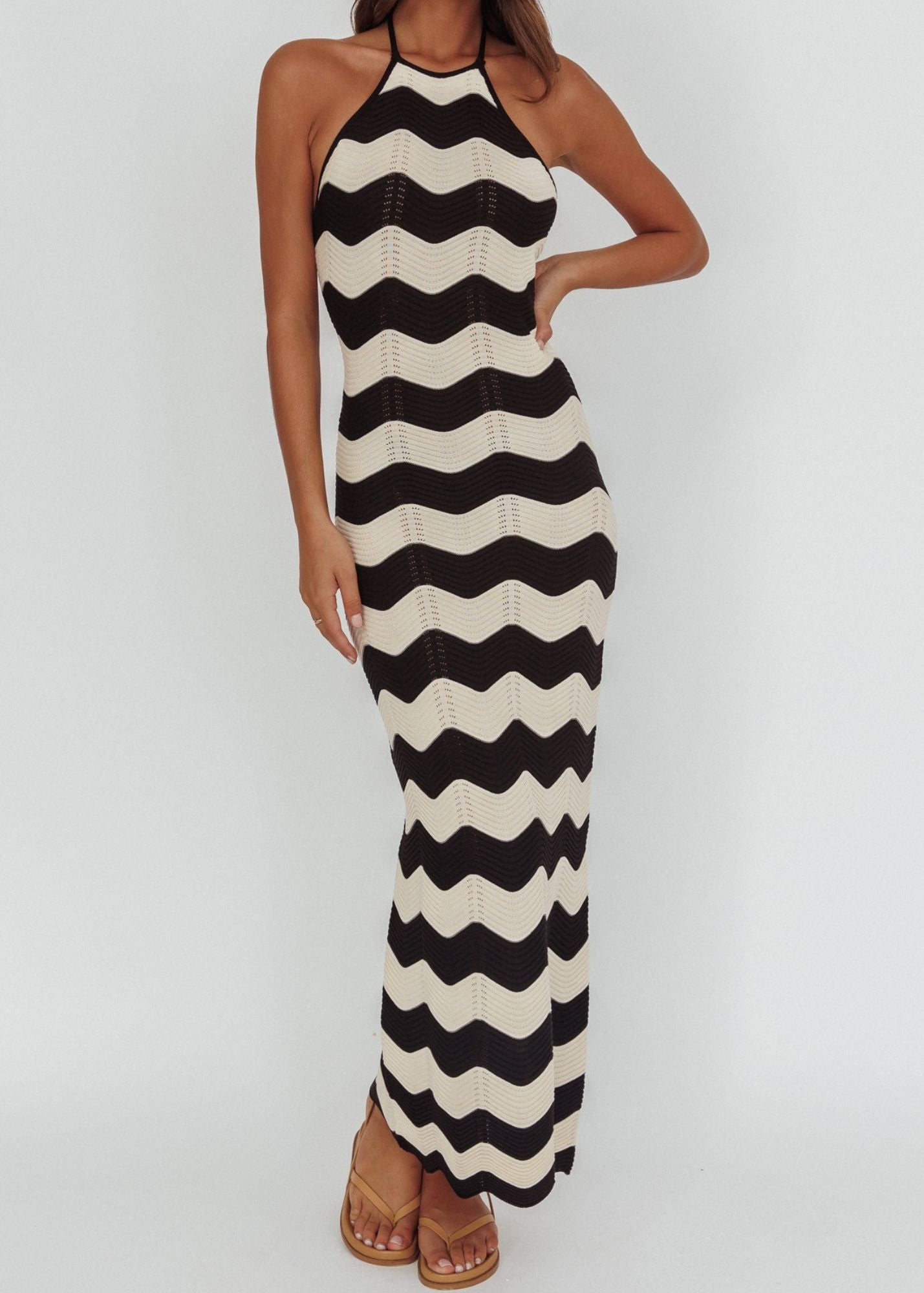 horse print maxi dress Gracie Stripe Maxi Dress M / Cream