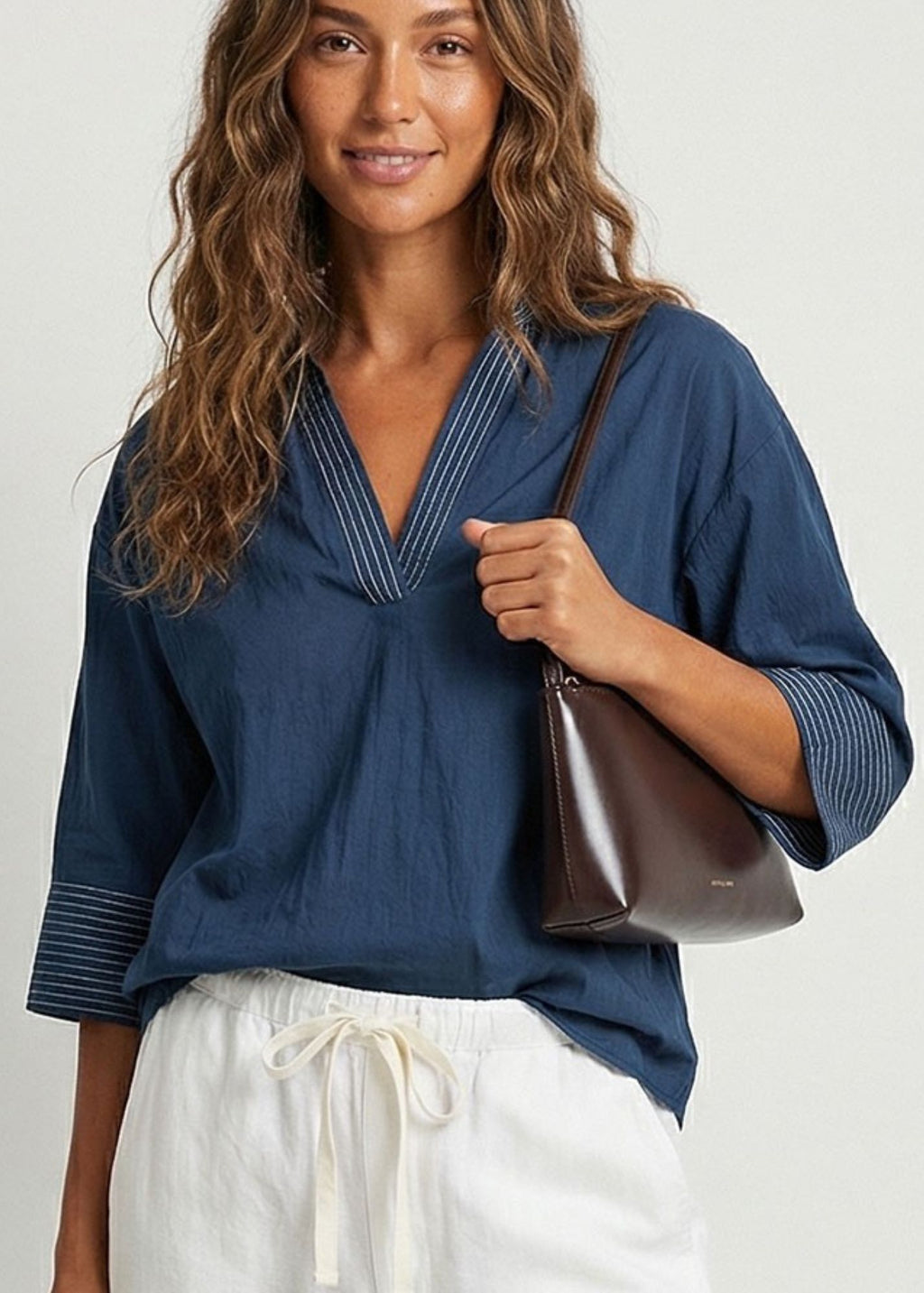 Maya Contrast Stitch Blouse - Clothes Horse