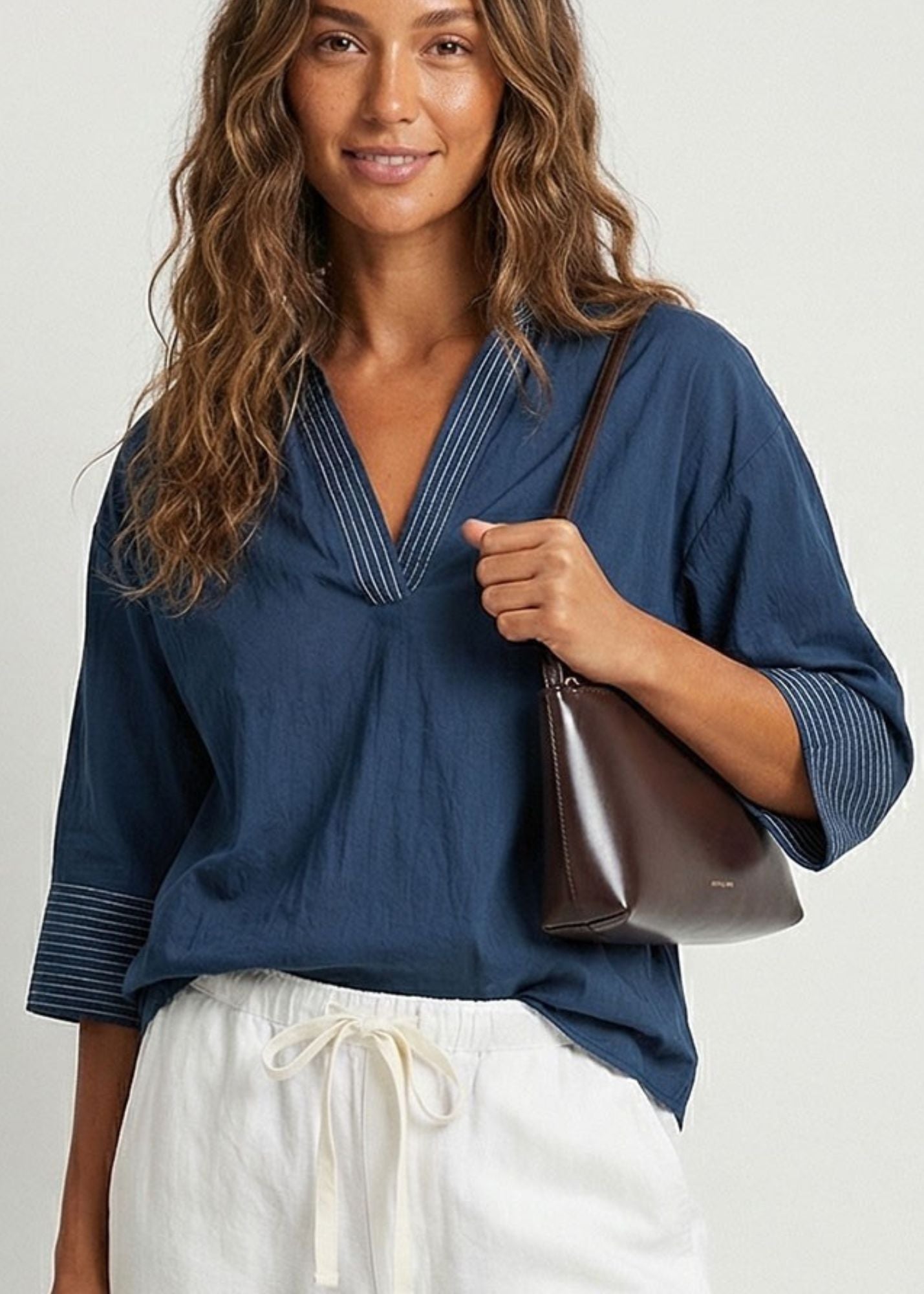 Maya Contrast Stitch Blouse - Clothes Horse