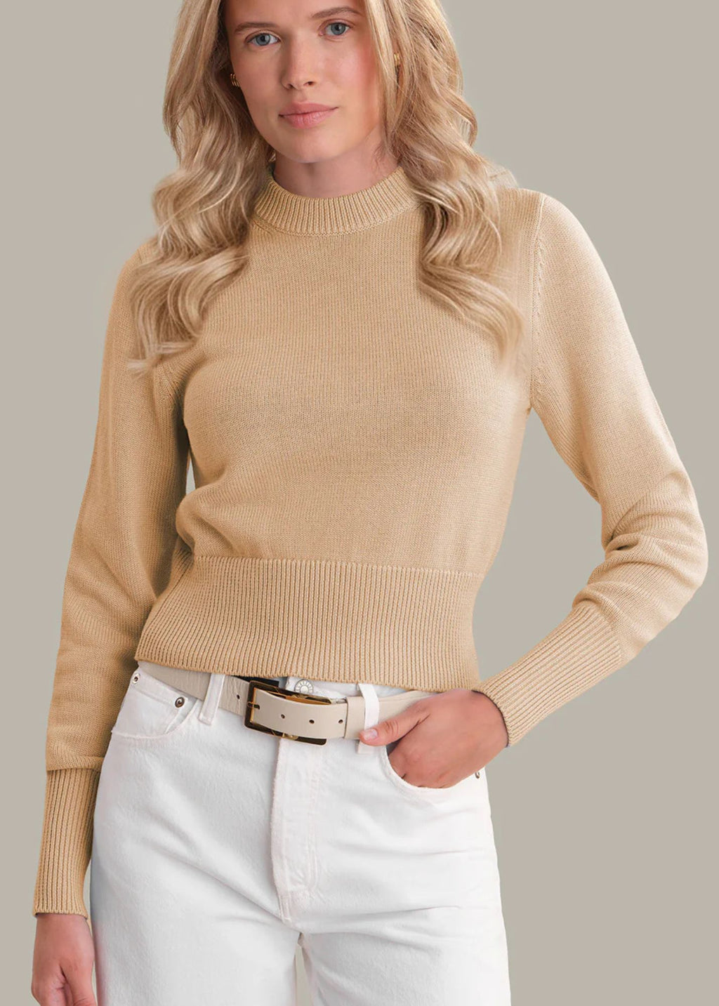Adeline Cropped Cotton Sweater - Clothes Horse