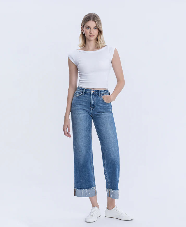 High Rise Slim Wide Leg Jeans