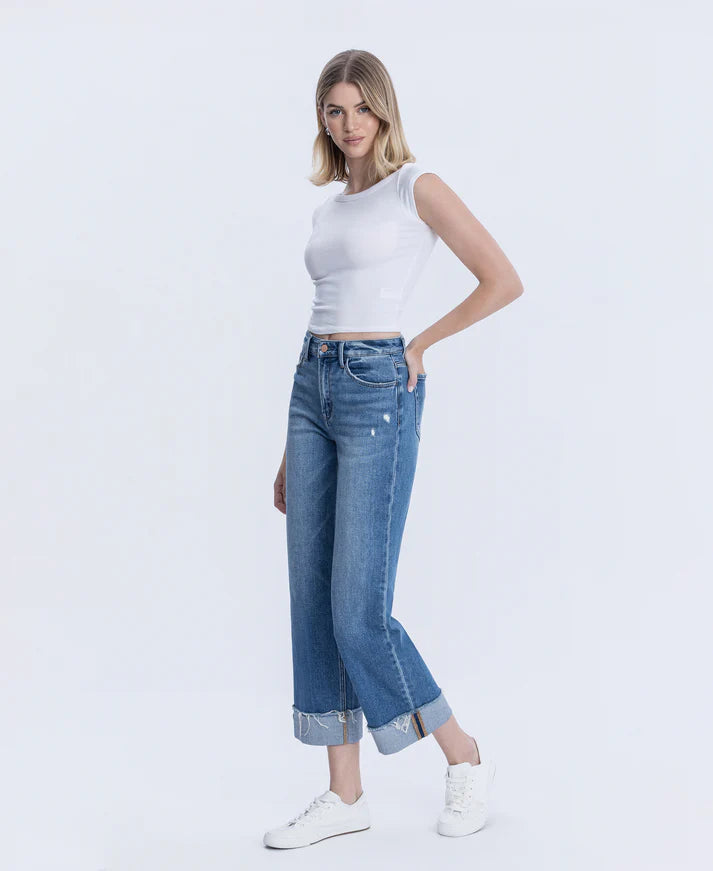 High Rise Slim Wide Leg Jeans