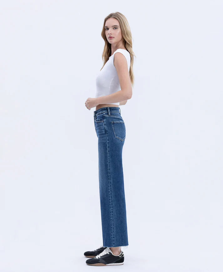 High Rise Trouser Press Wide Leg Jeans