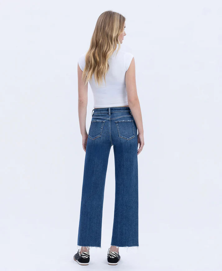 High Rise Trouser Press Wide Leg Jeans