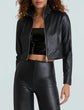 Faux Leather Cropped Biker Jacket