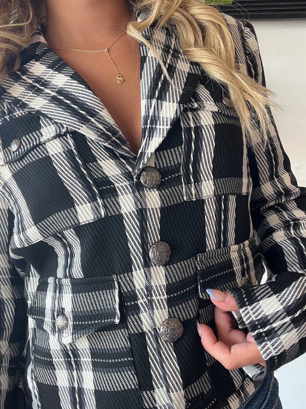 Olive Crop Plaid Jacket