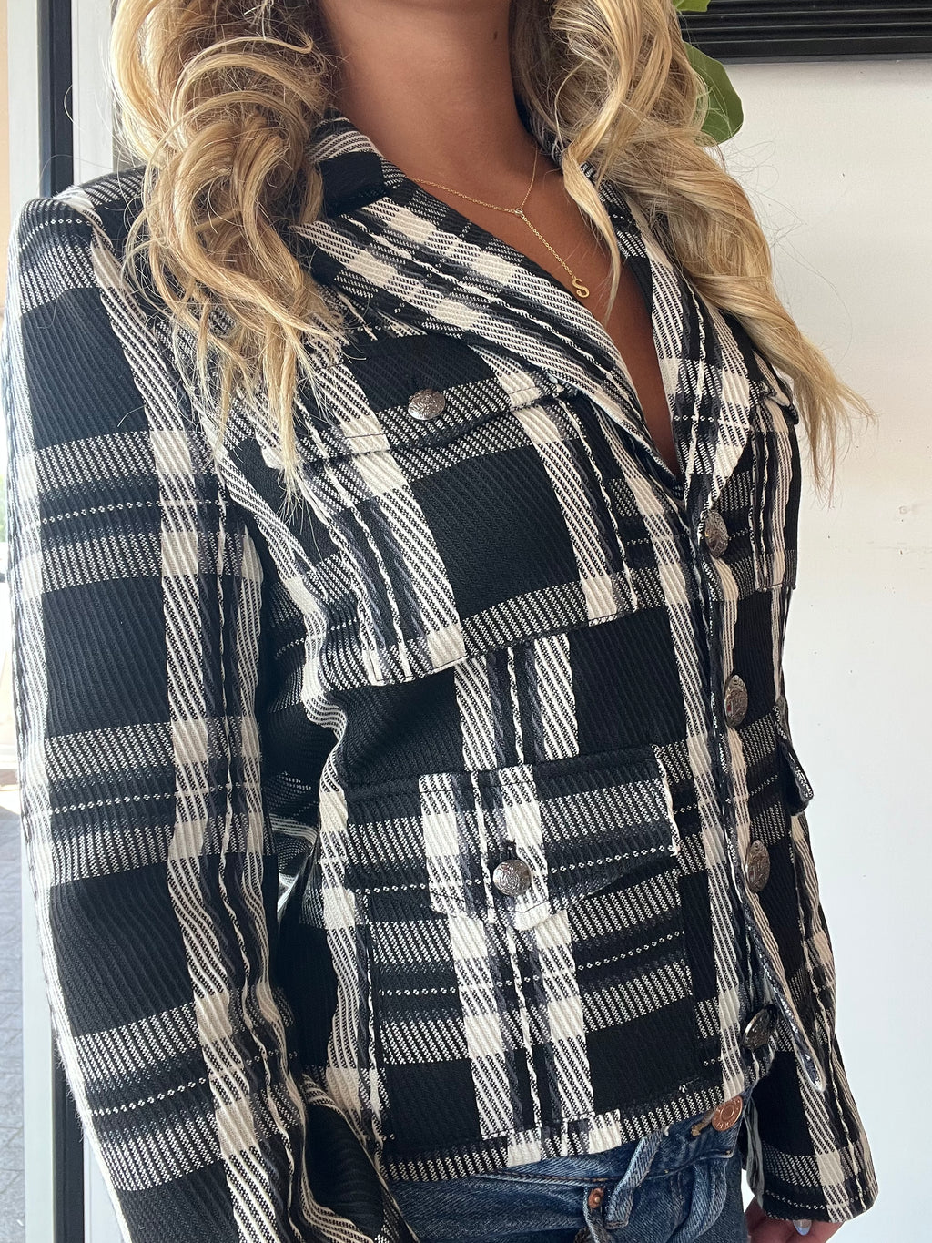 Olive Crop Plaid Jacket
