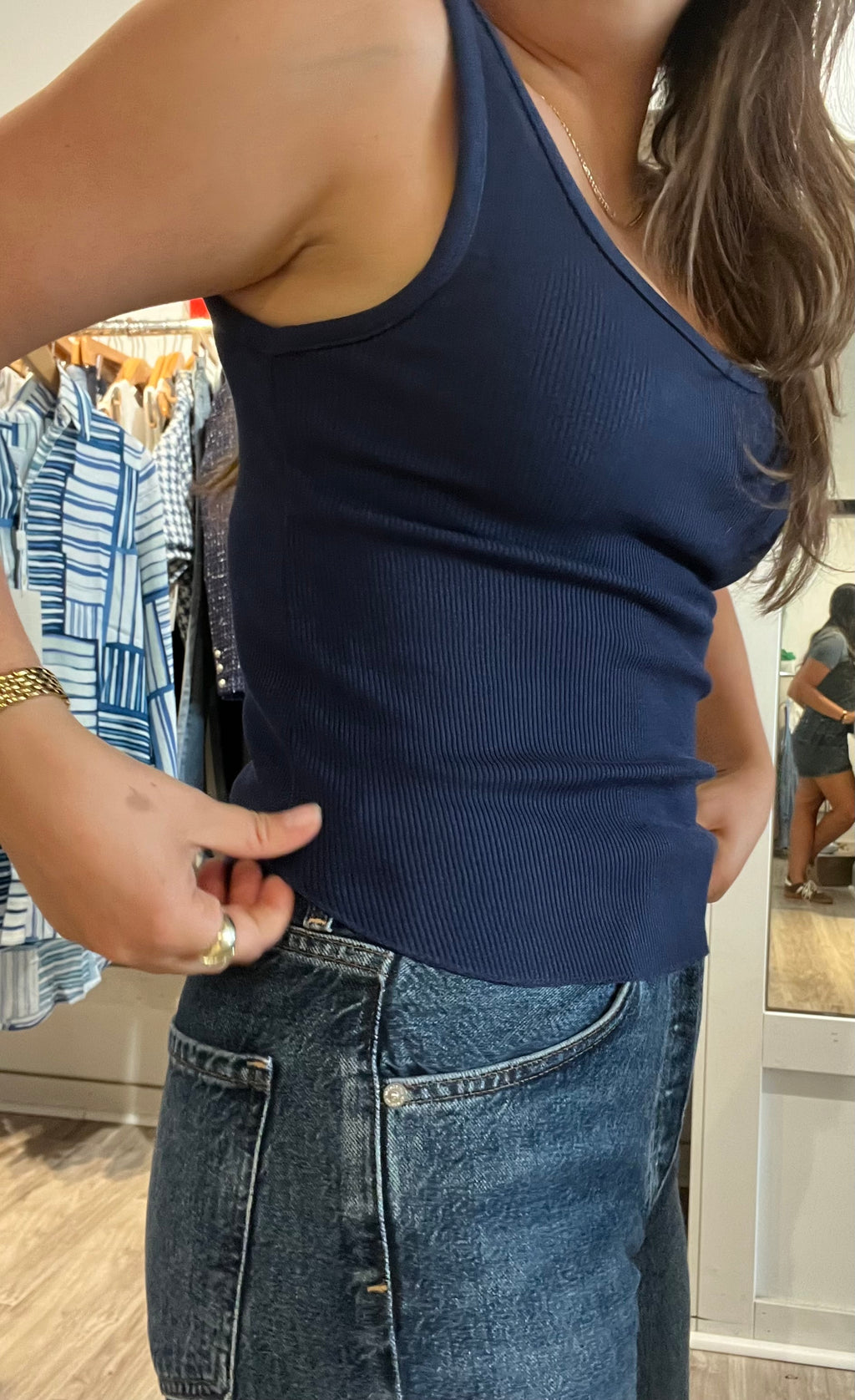 Ribbed Scoop Neck Cropped Tank