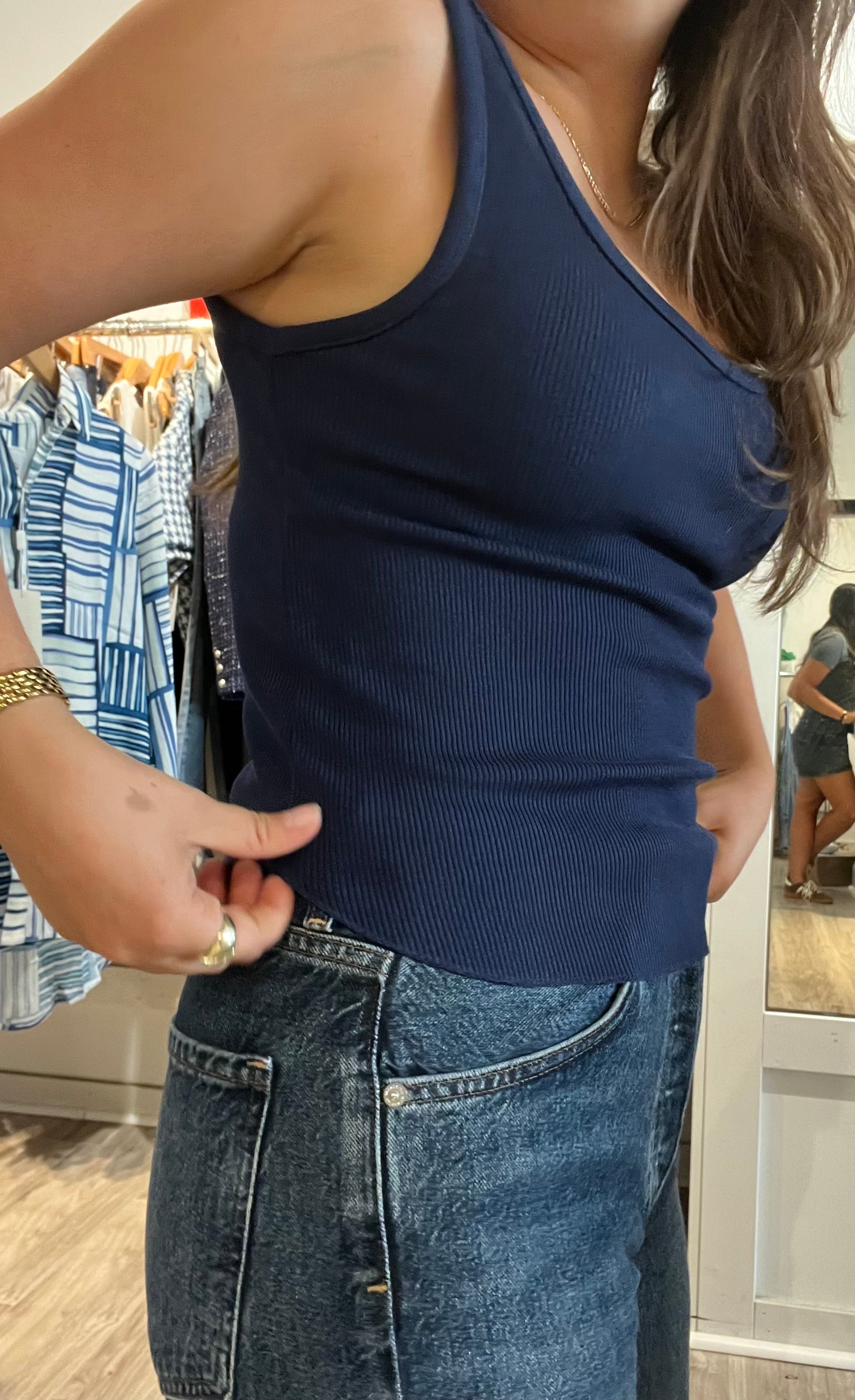 Ribbed Scoop Neck Cropped Tank