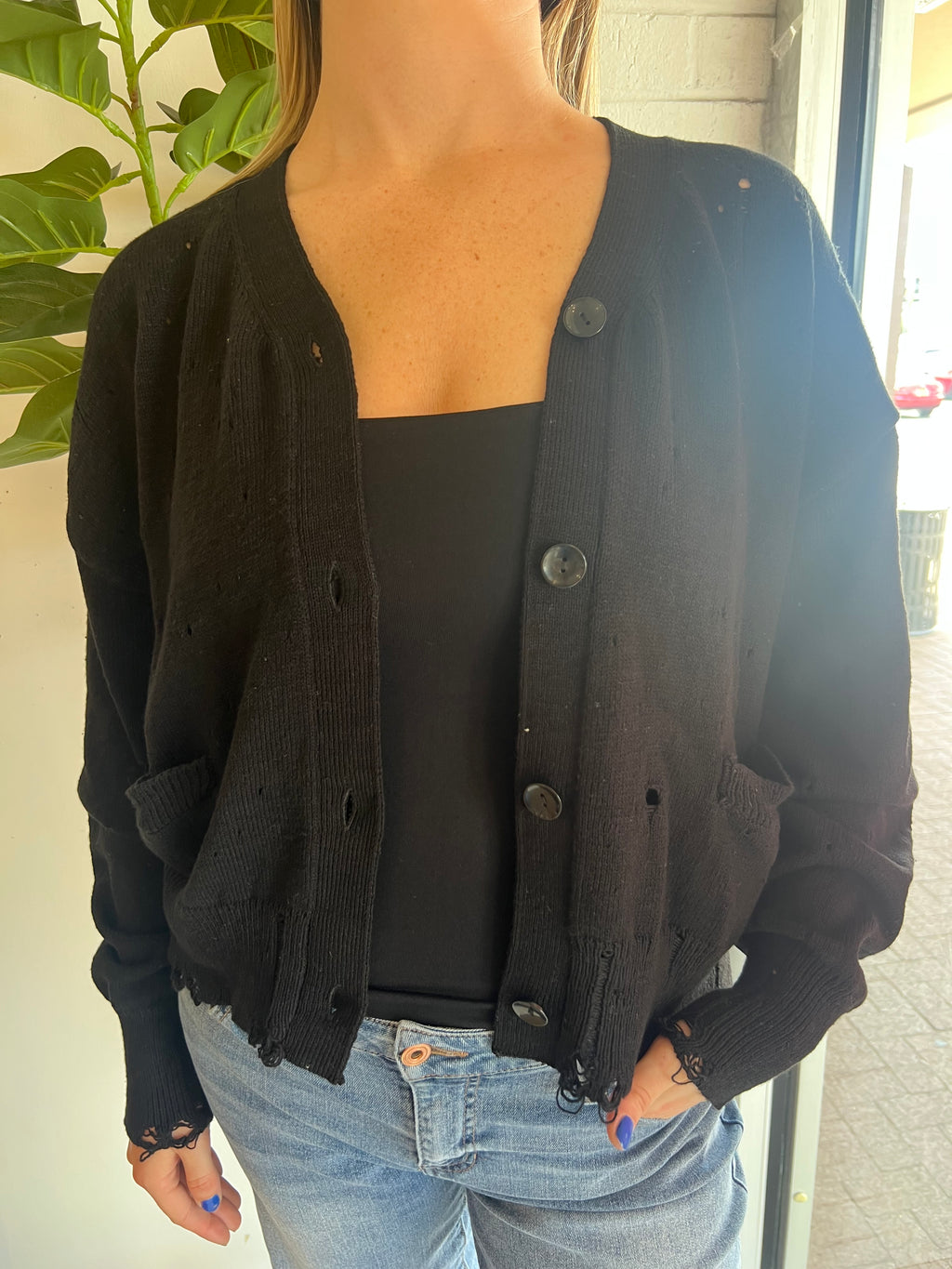 Elanor Distressed Sweater Cardigan