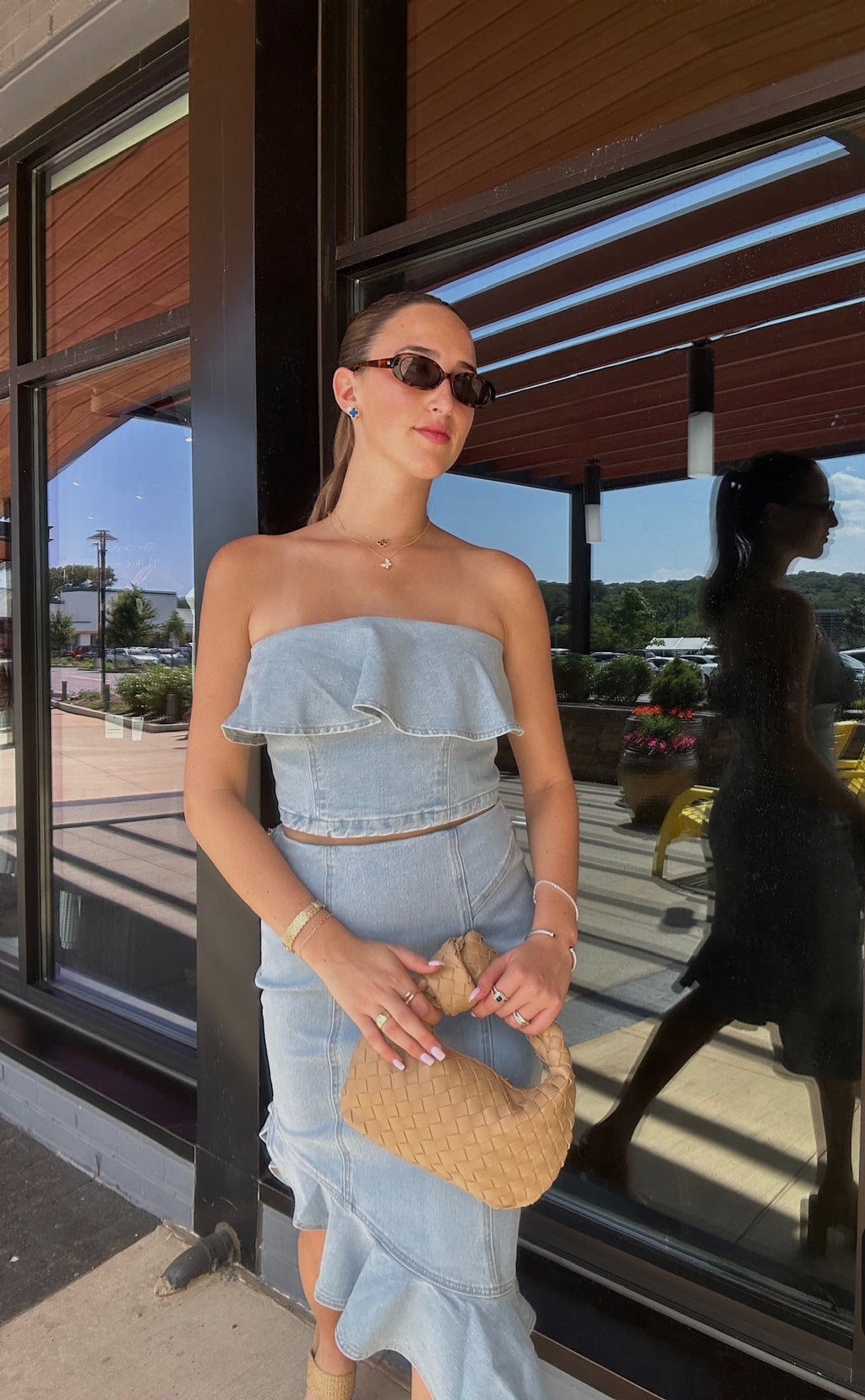 Sable Cascade Denim Skirt