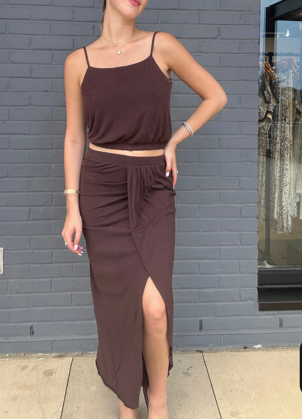 Elastic Hem Cami Crop Top