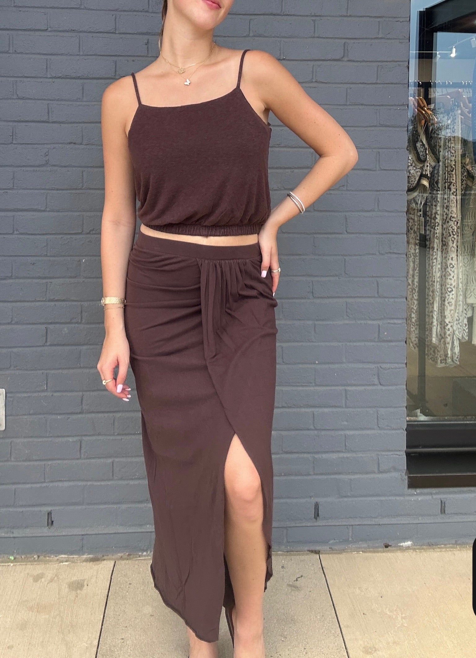 Elastic Hem Cami Crop Top