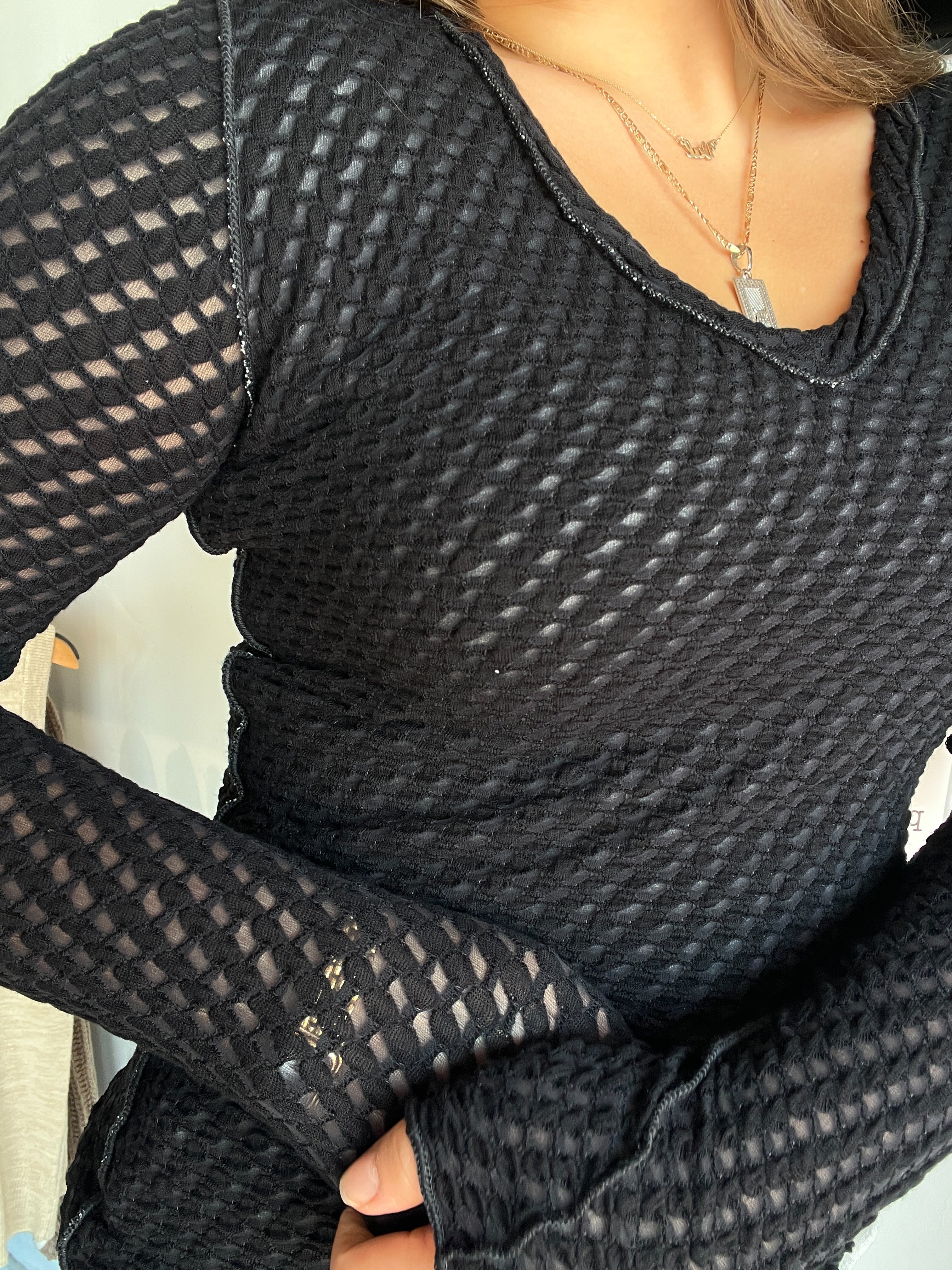 Jacquard Long Sleeve Top