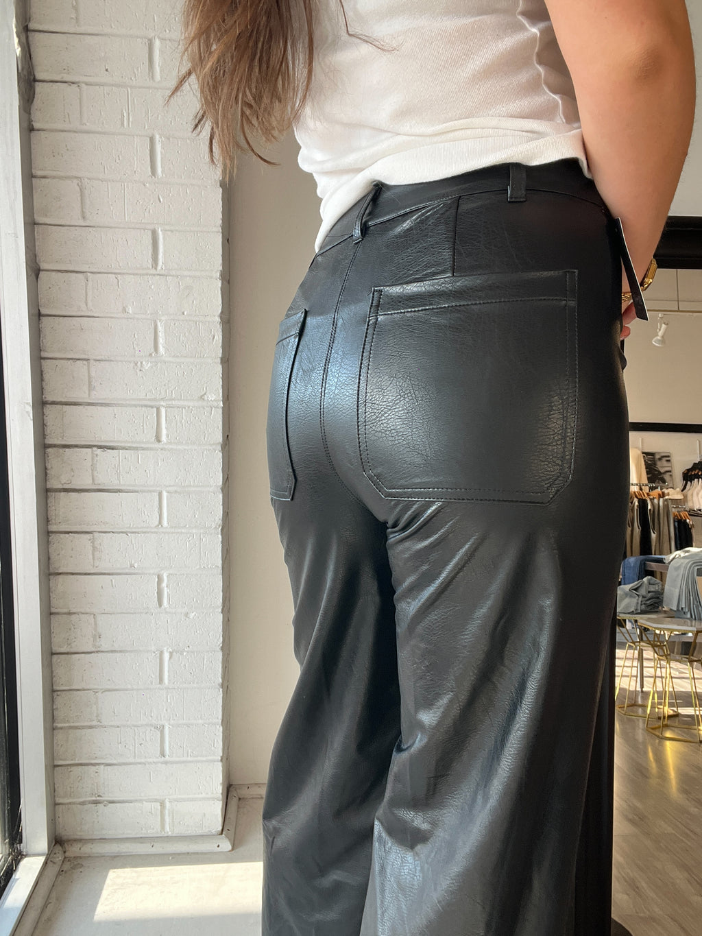 Vegan Leather Wide Leg Pants