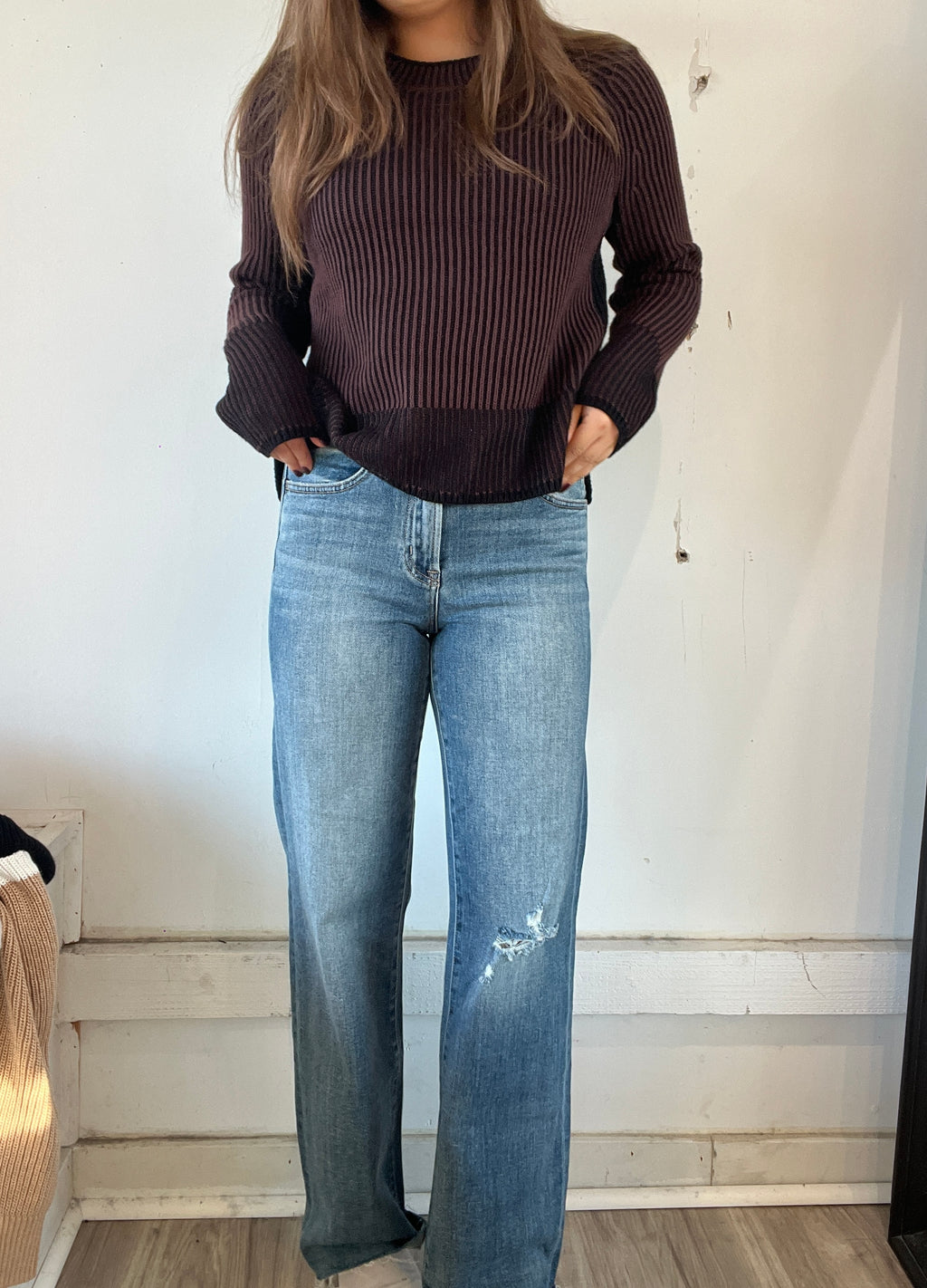 High Rise Slim Wide Leg