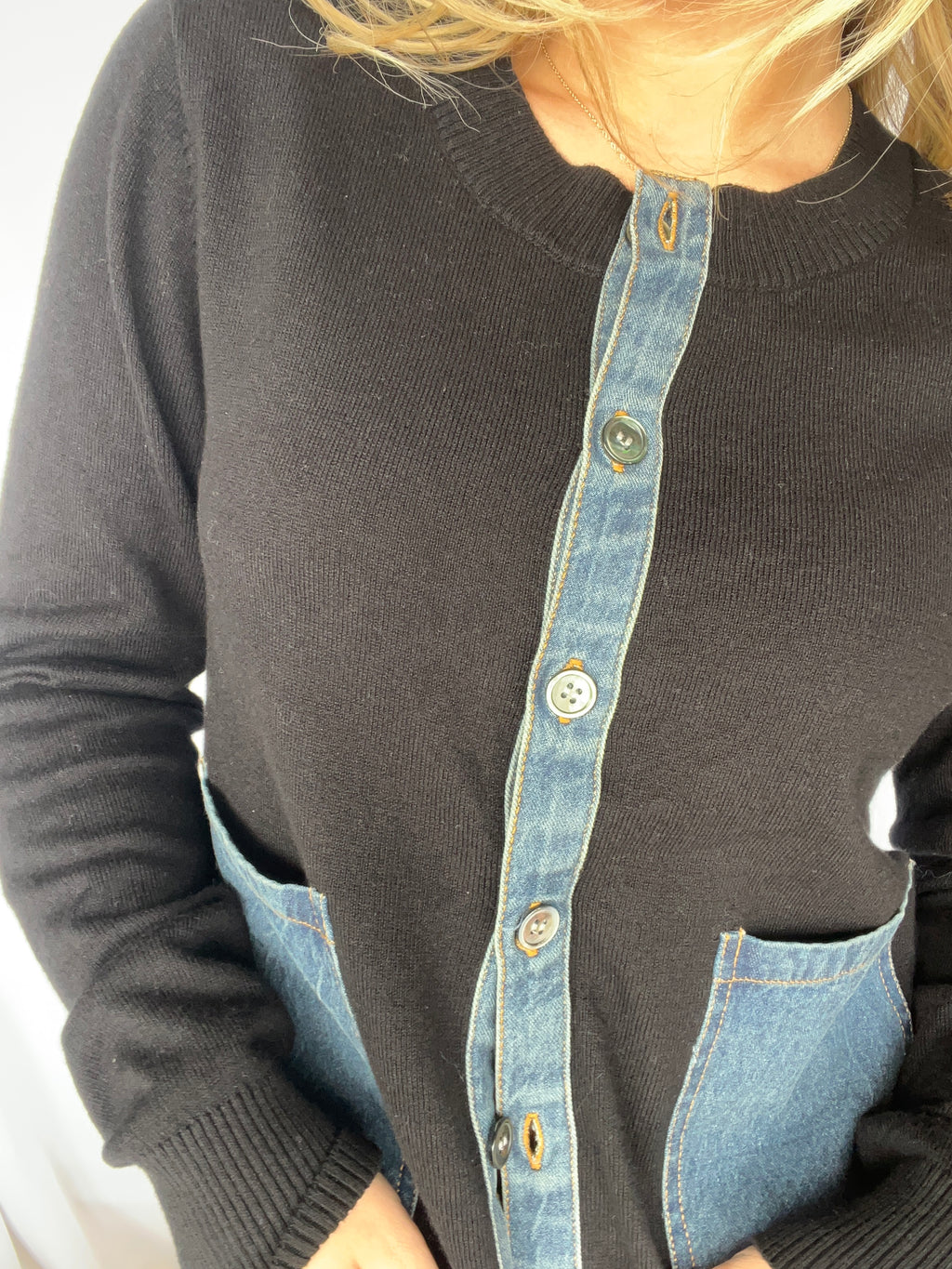Makayla Denim Trim Cardigan - Clothes Horse