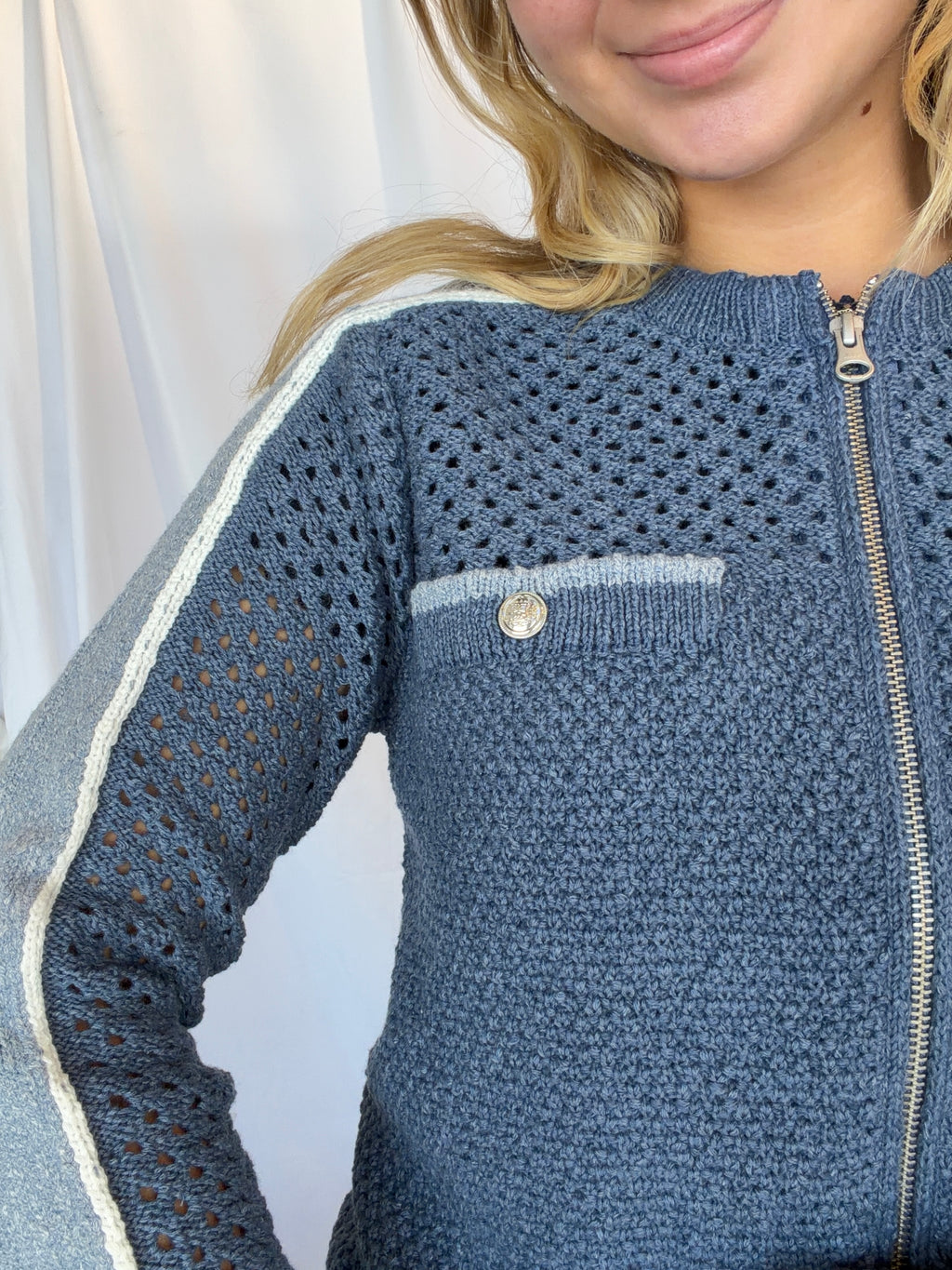 Raya Mixed Stitch Zip Cardi