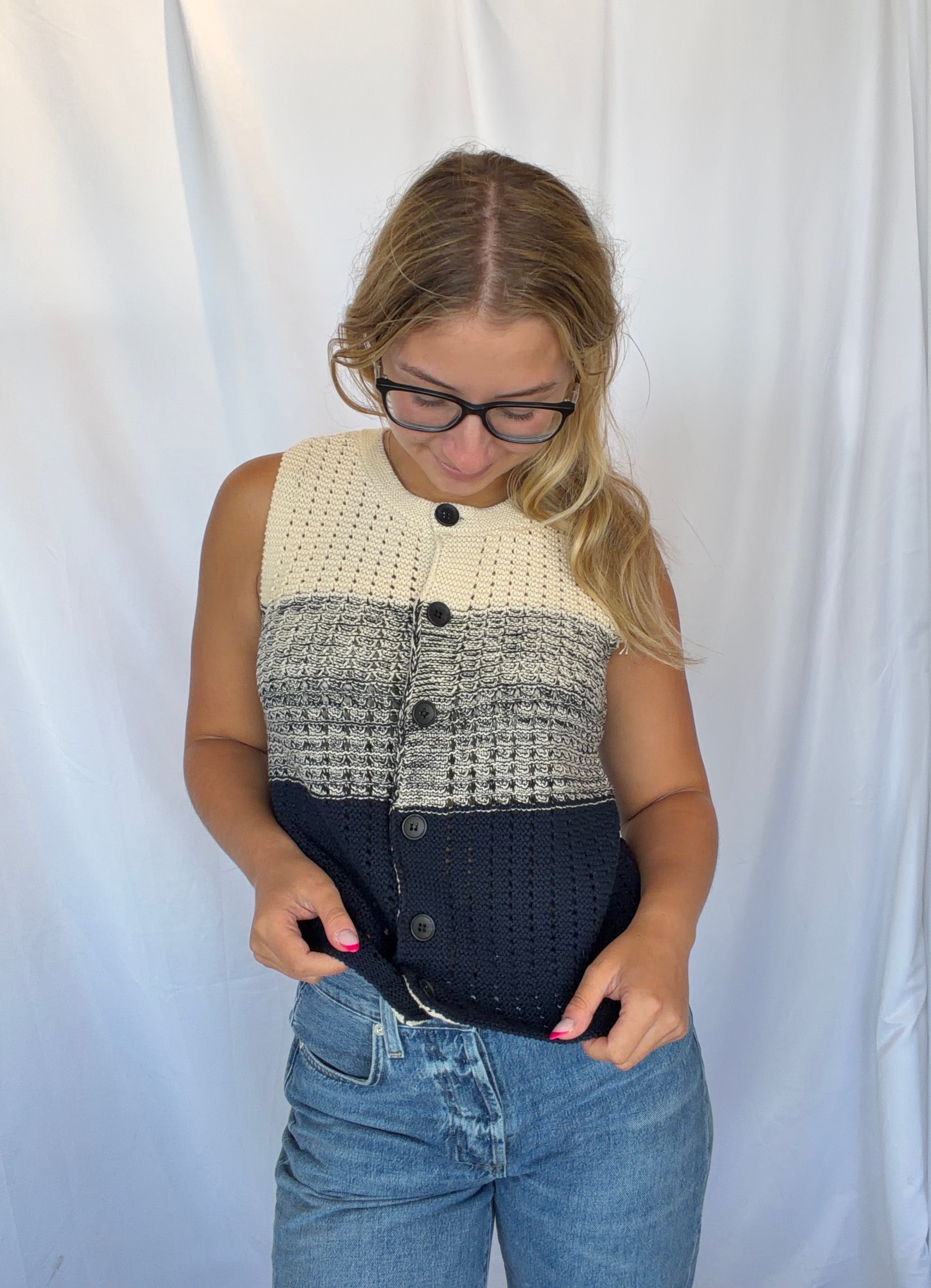 Jacy Gradient Crochet Vest