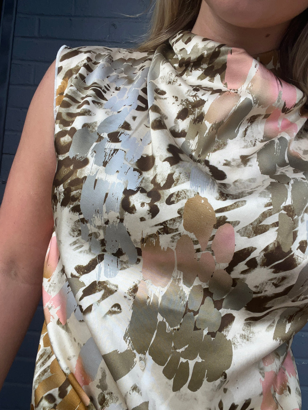 Safari Print Cowl Neck Top