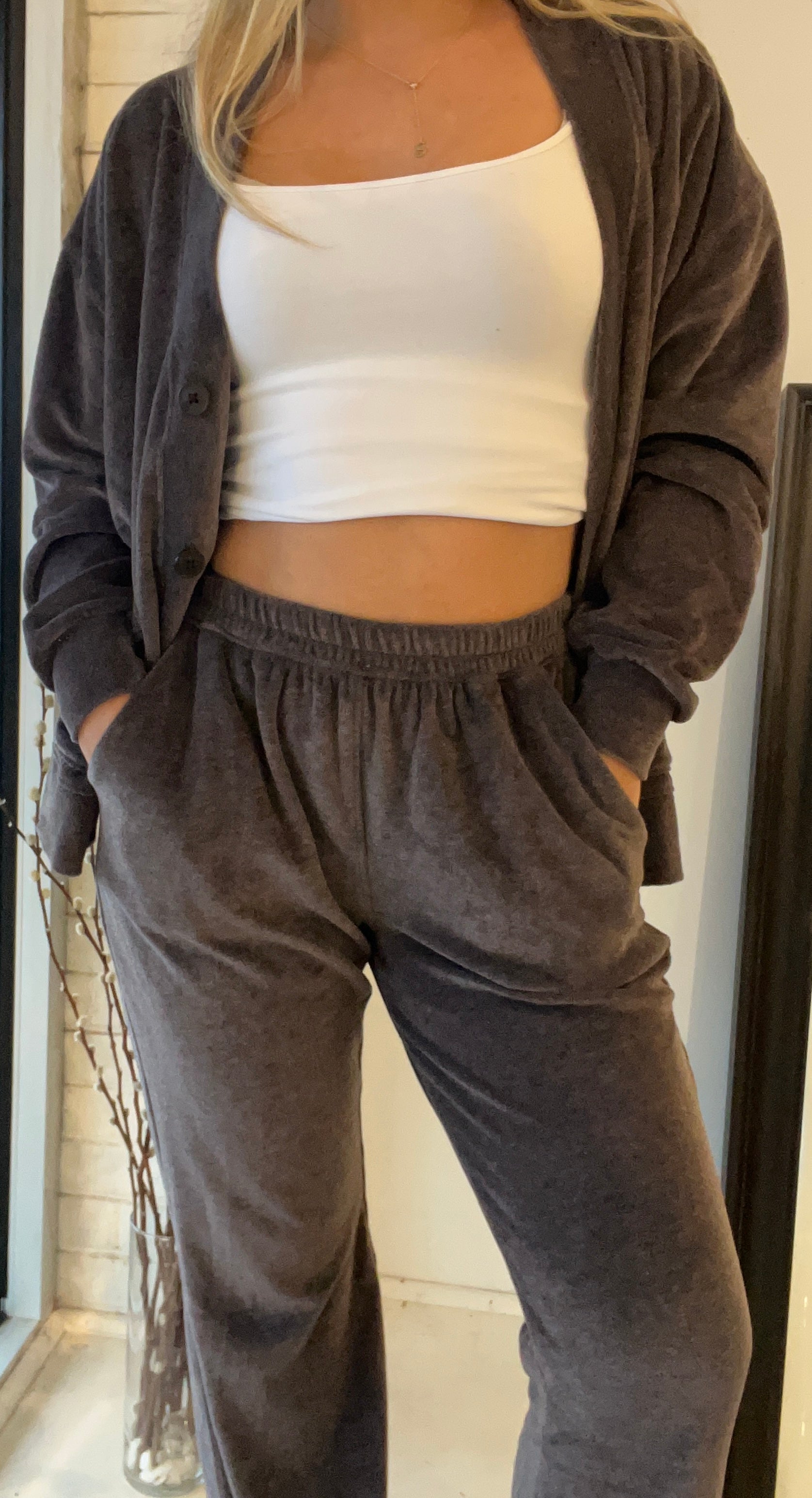 Weekender Velour Cardigan