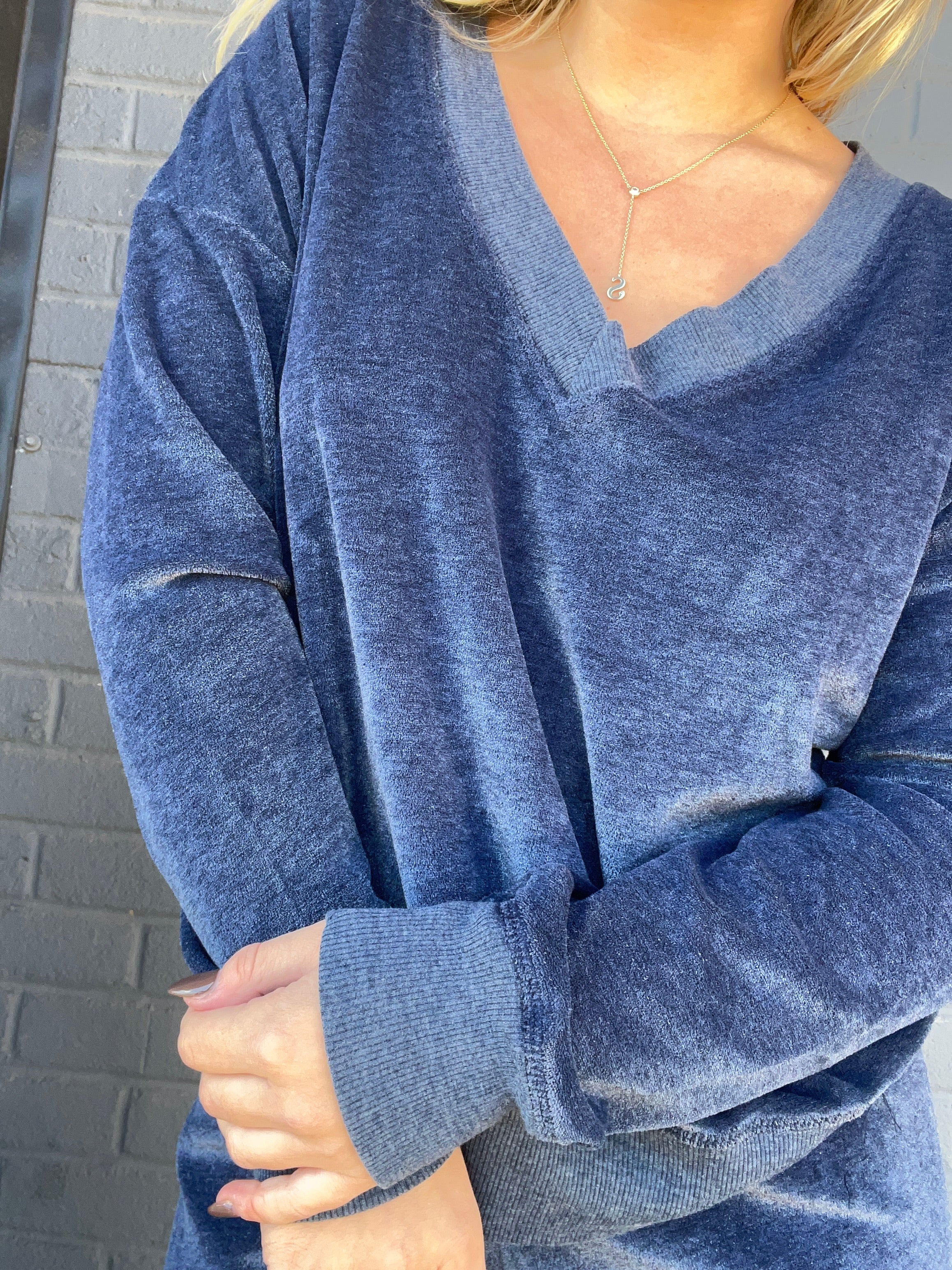 District V Velour Pullover