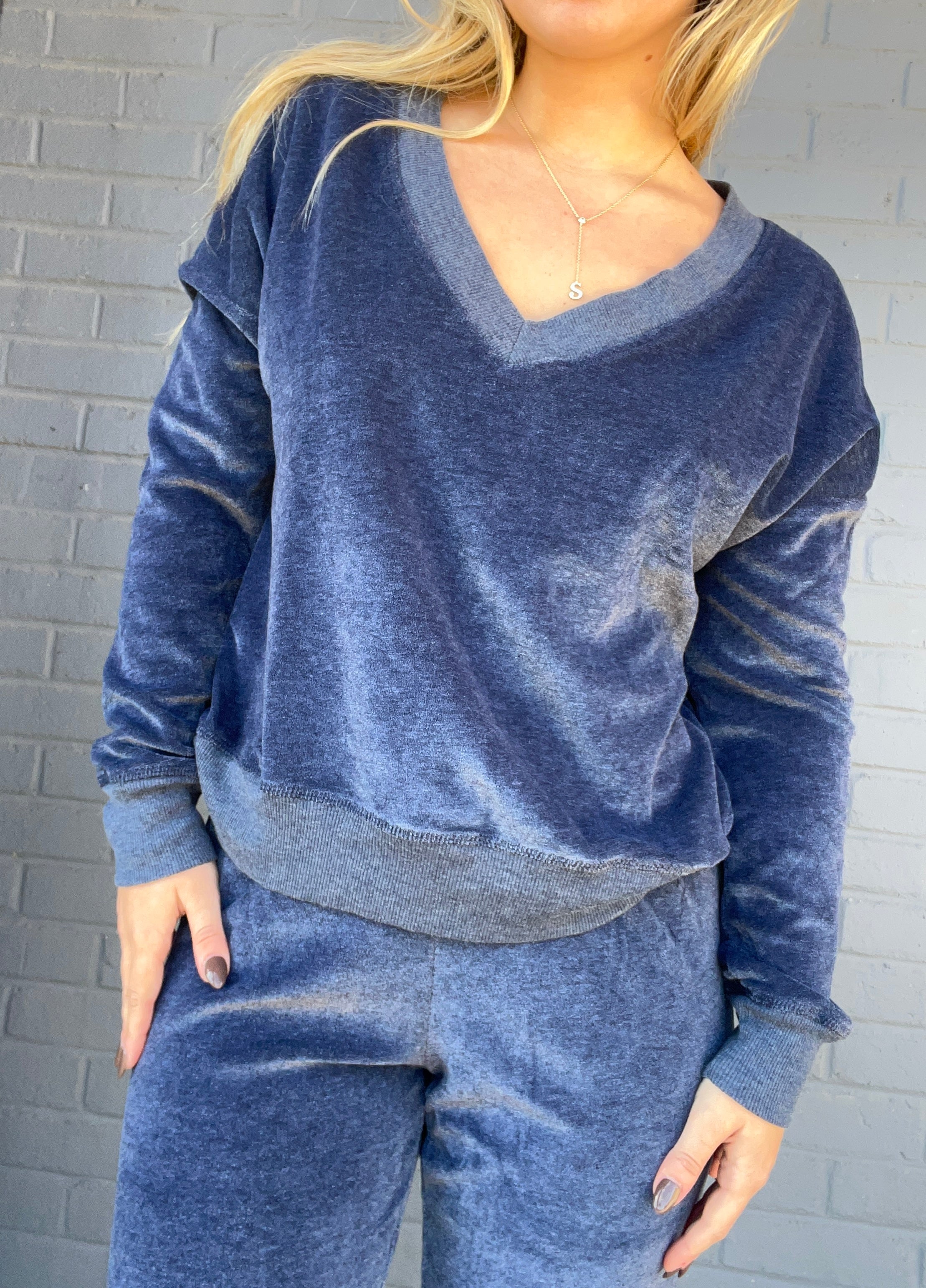 District V Velour Pullover