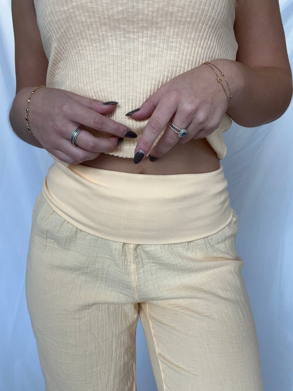 Fold Over Waist Beach Pant