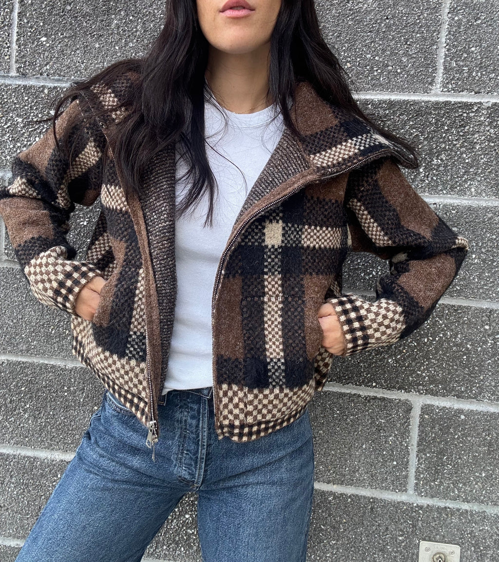 Natalia Checkered Crop Jacket