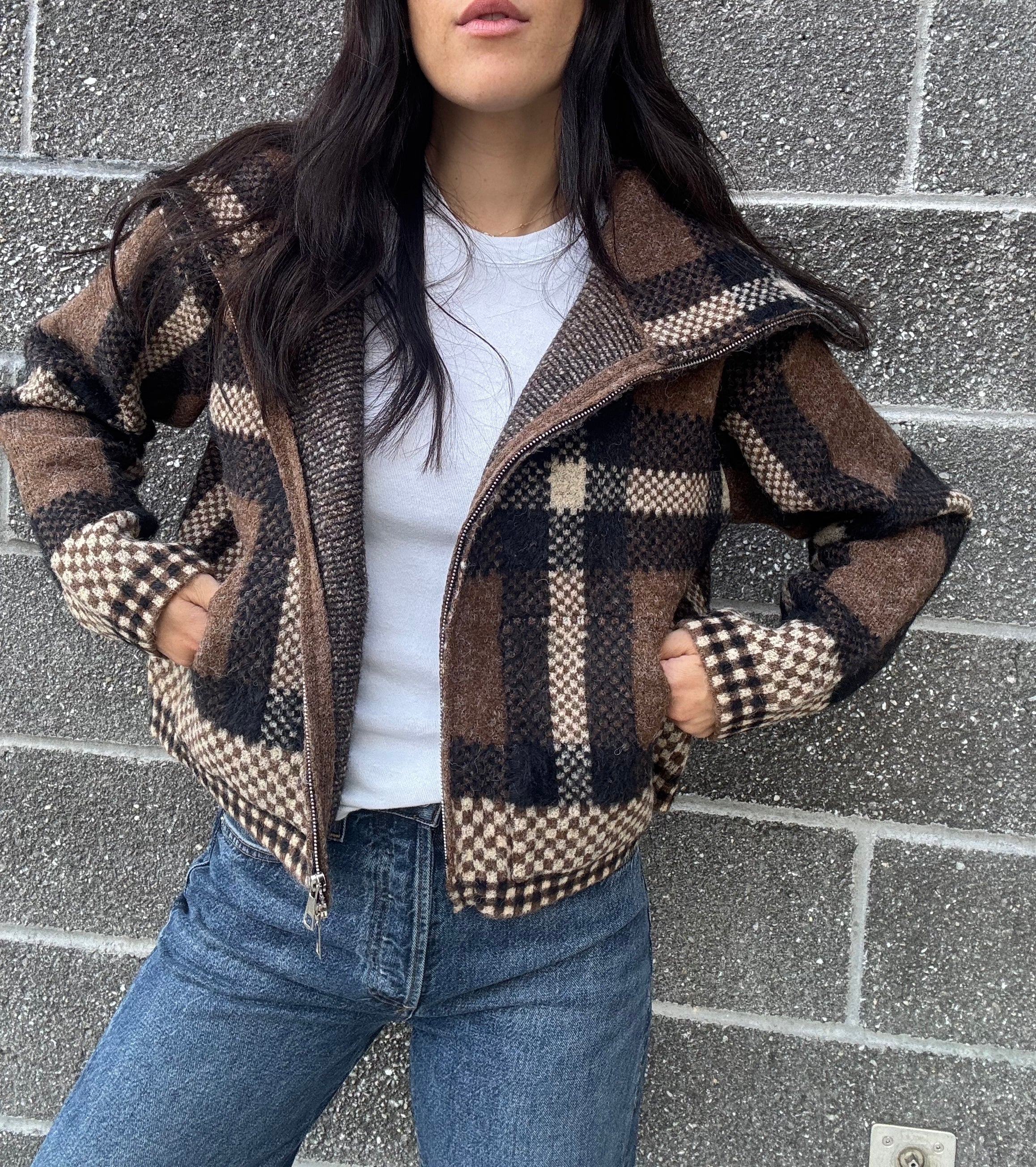 Natalia Checkered Crop Jacket