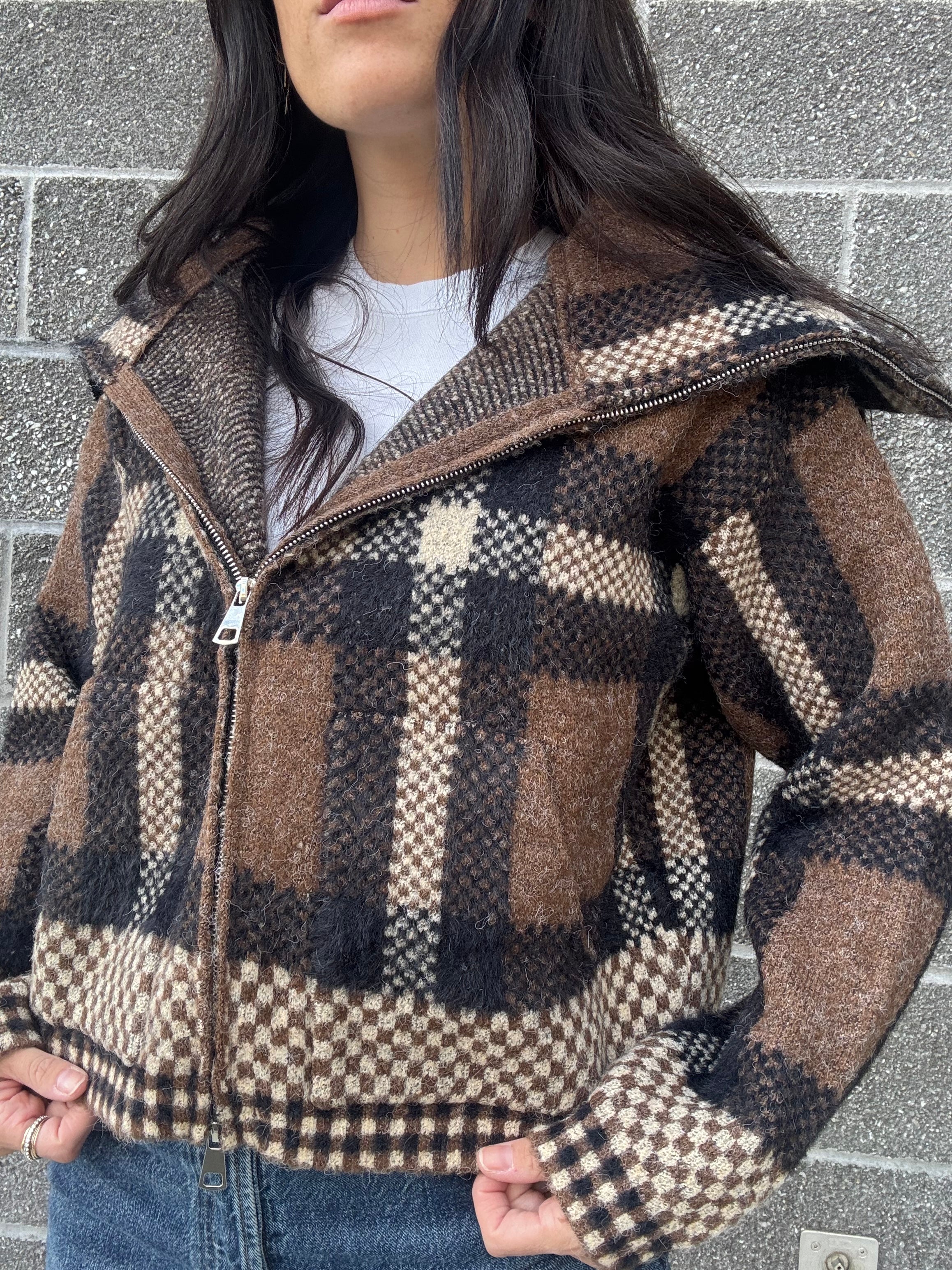 Natalia Checkered Crop Jacket