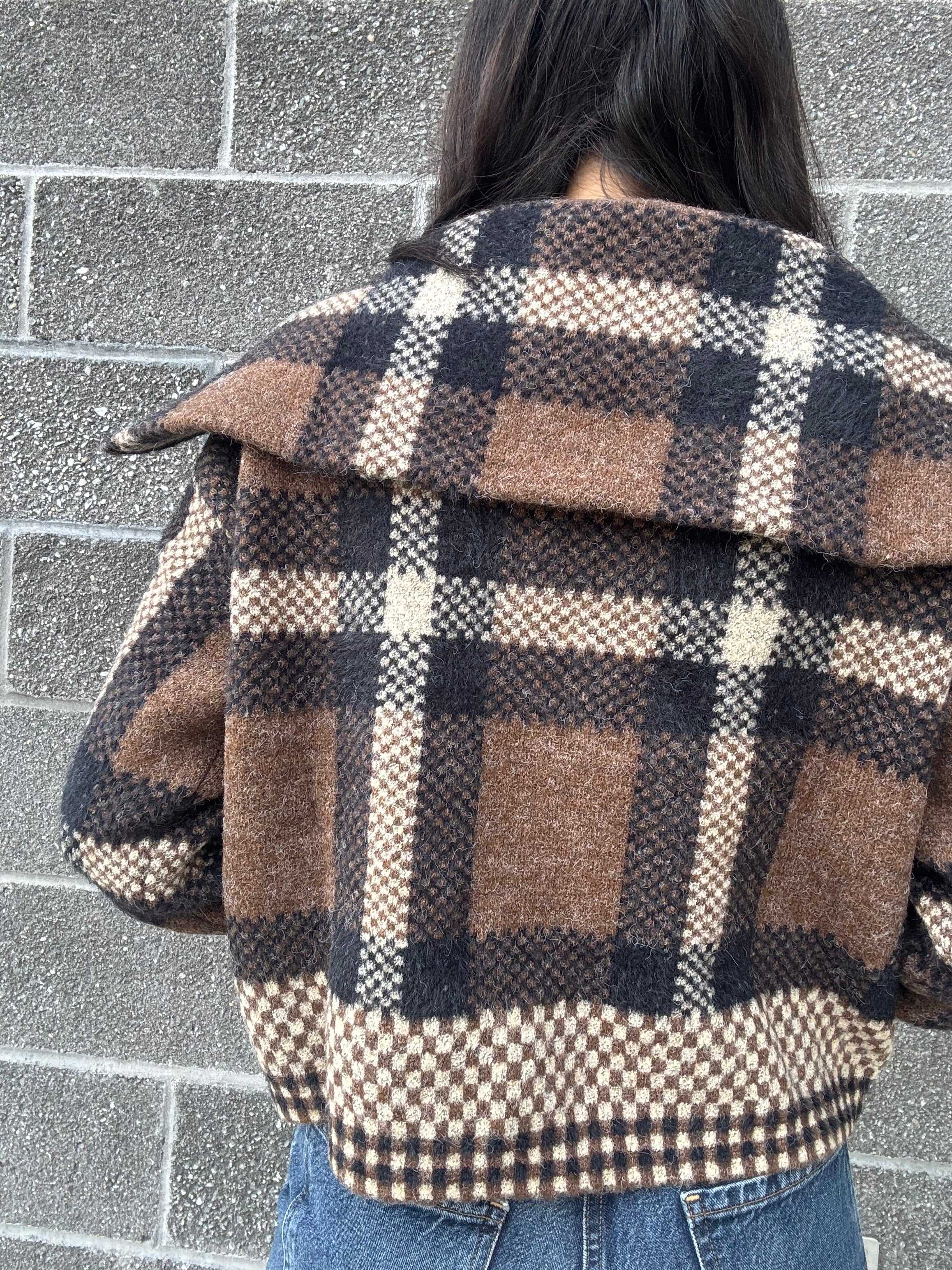 Natalia Checkered Crop Jacket