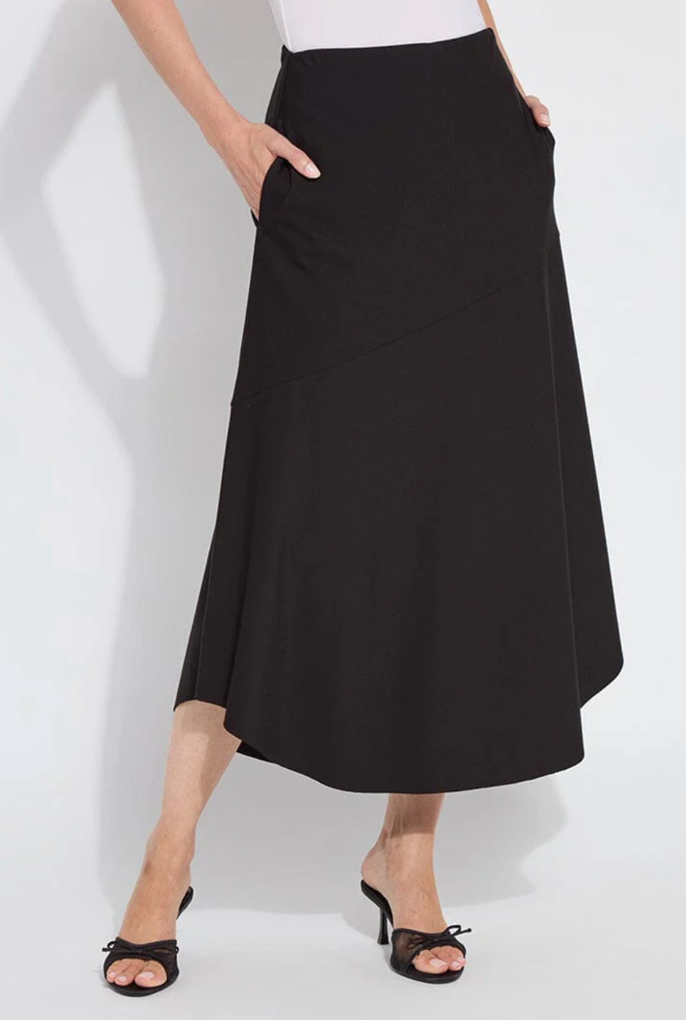 Drapey Ponte A-Line Midi Skirt