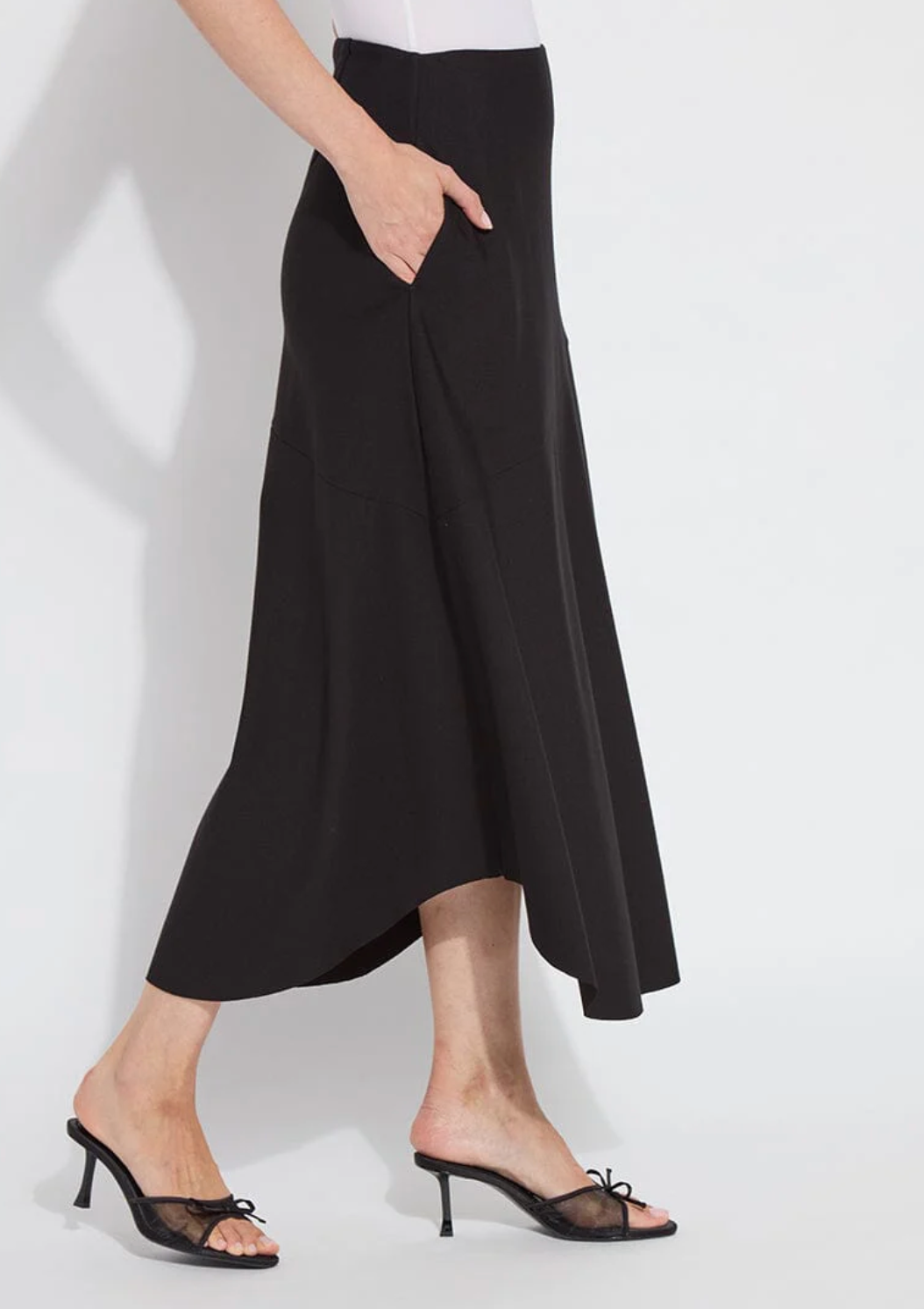 Drapey Ponte A-Line Midi Skirt