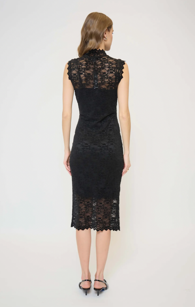 Stella Sleeveless Lace Turtleneck Midi Dress