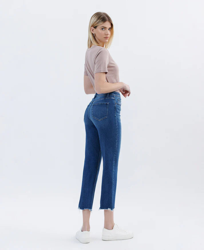 High Rise Crop Straight Jeans