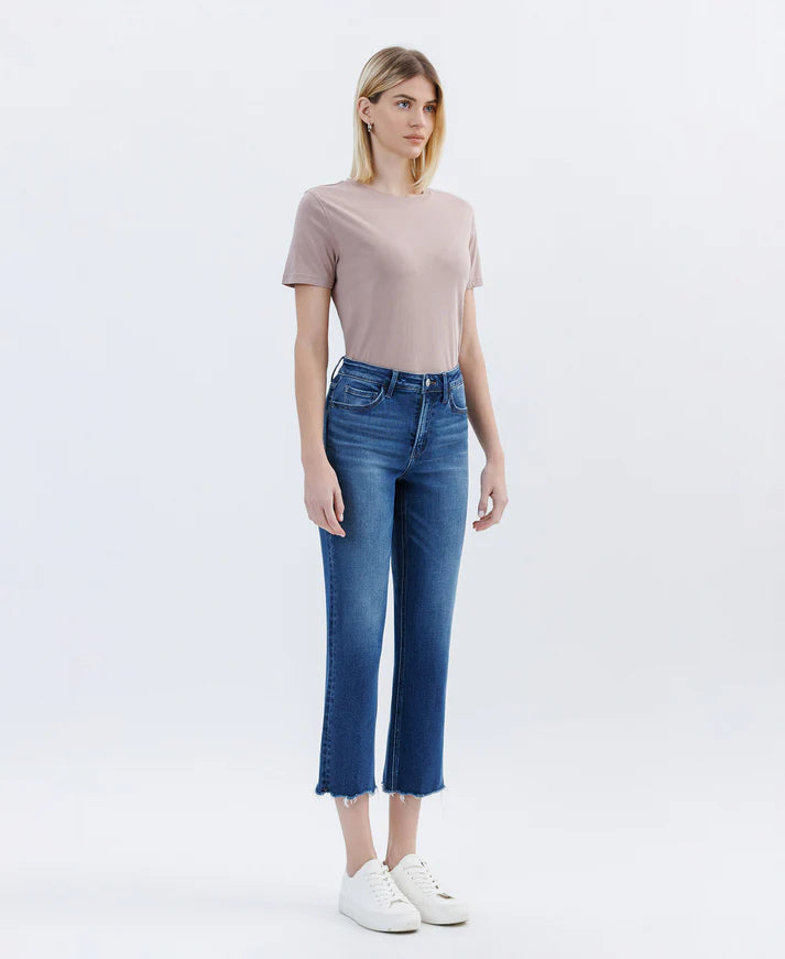 High Rise Crop Straight Jeans