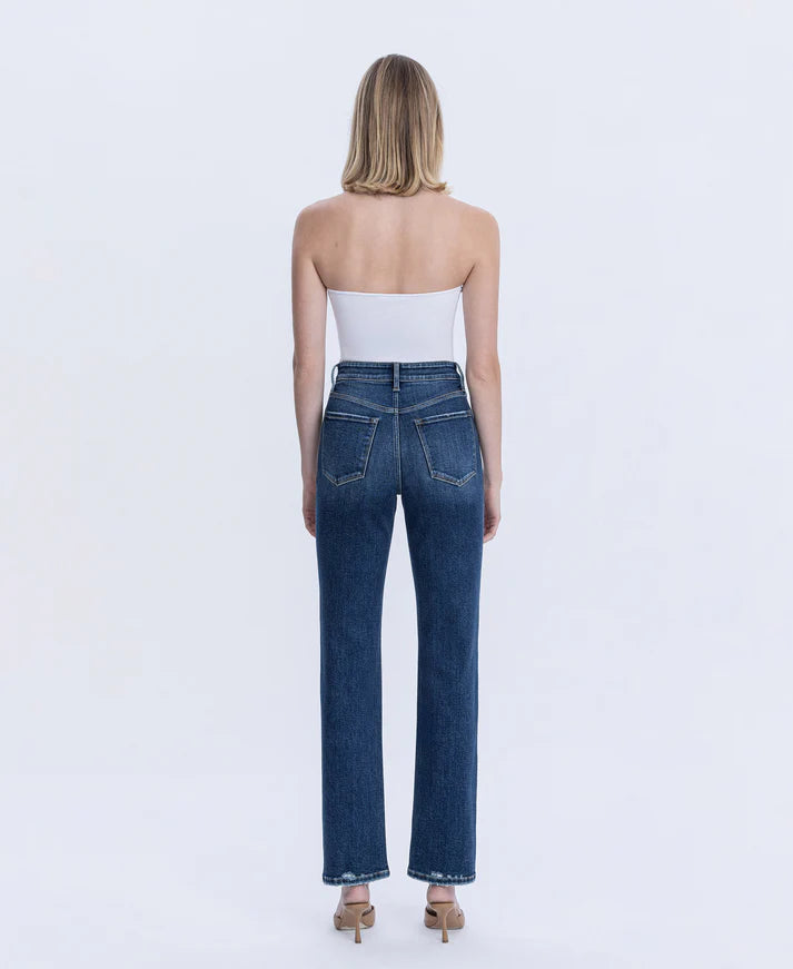 High Rise Full Length Straight Jeans